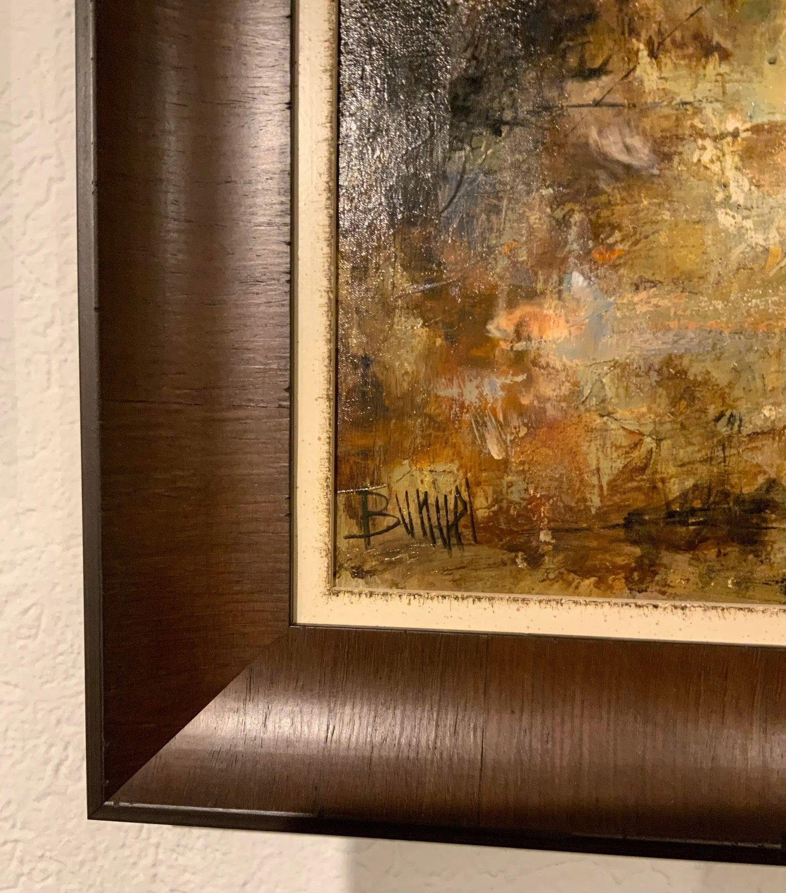 Mid-Century Modern Signed Impressionistic Vertical Landscape Oil Painting - 4
