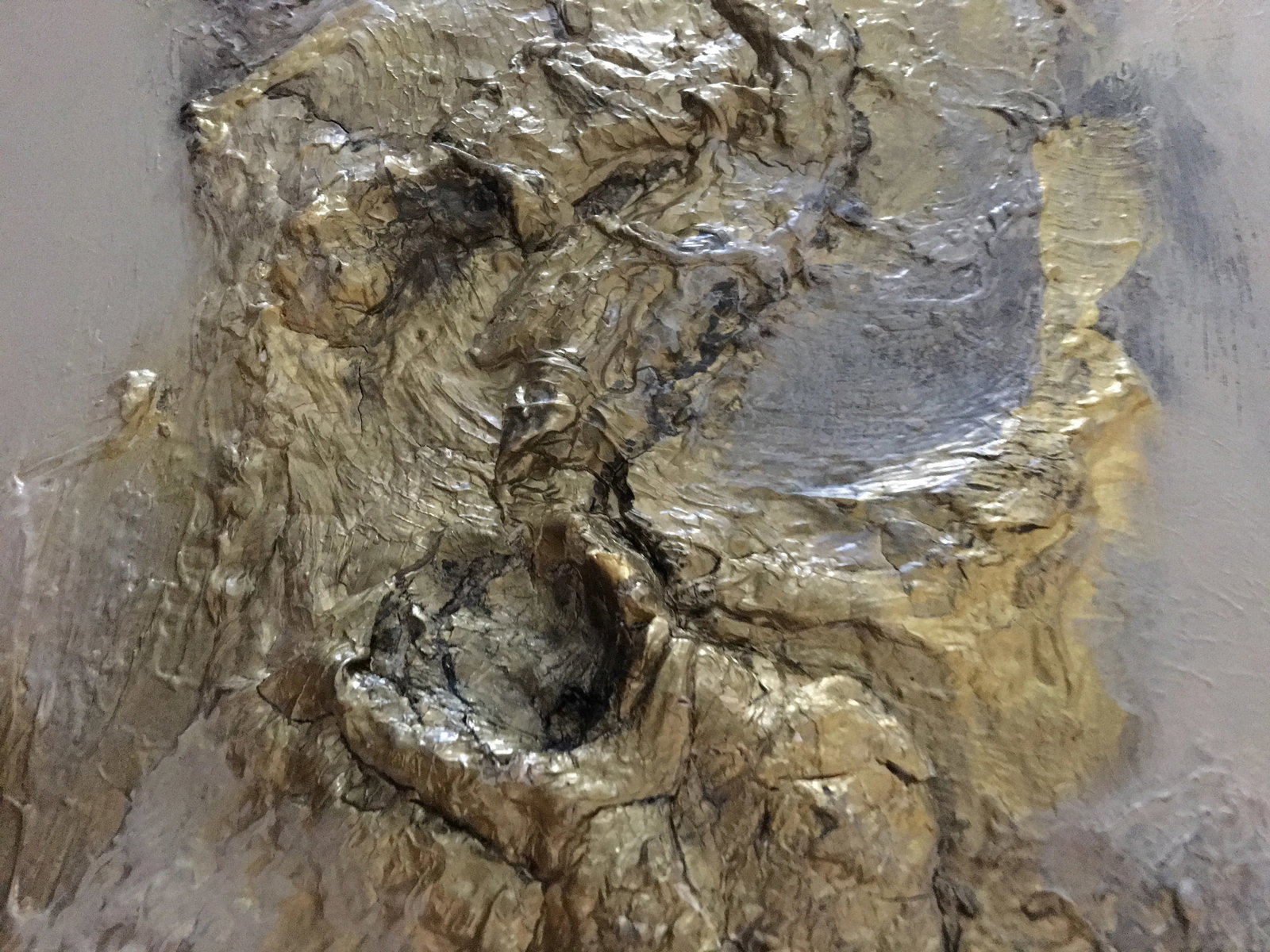 "EarthScape" Original Abstract Wall Sculptures Marble Brass Gold - a Pair - 5