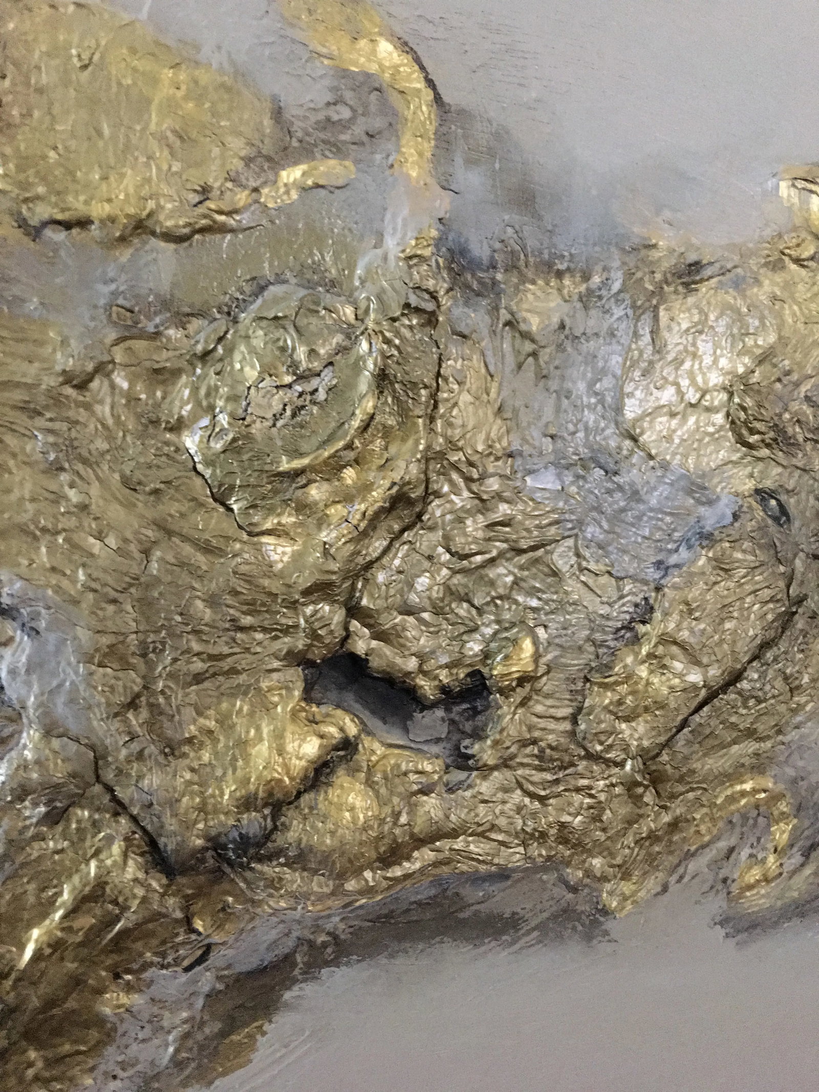 "EarthScape" Original Abstract Wall Sculptures Marble Brass Gold - a Pair - 6