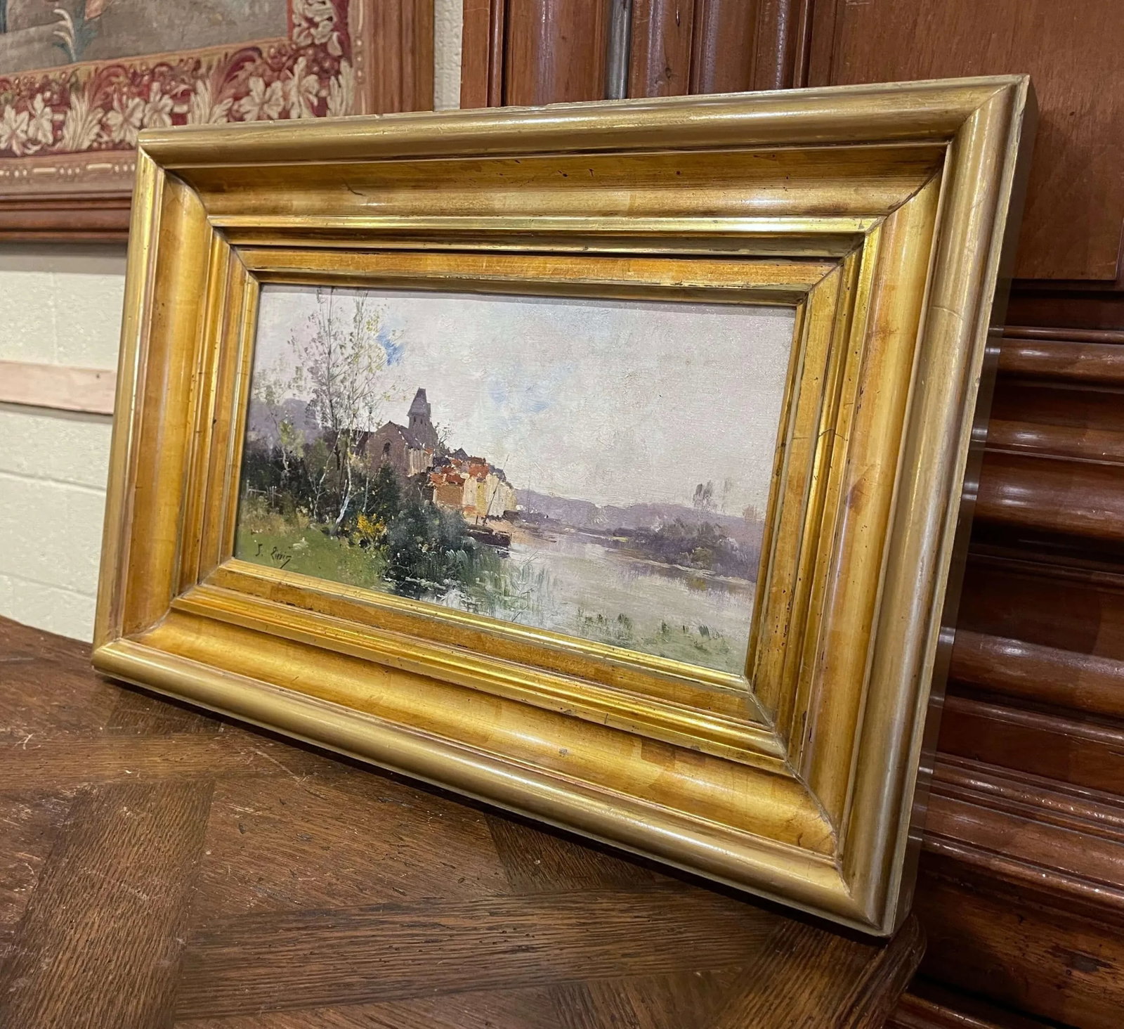 19th Century Framed Landscape Oil Painting Signed J. Lievin for E. Galien-Laloue - 2