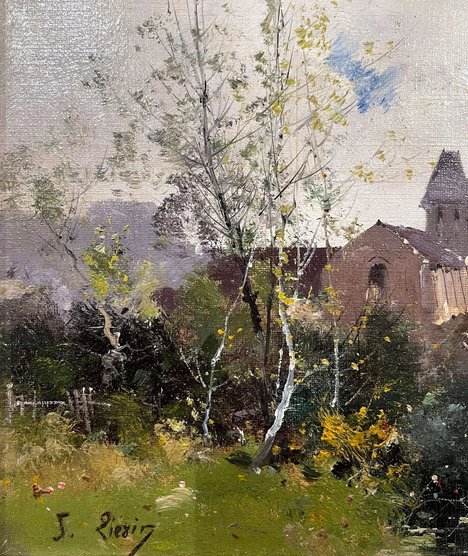 19th Century Framed Landscape Oil Painting Signed J. Lievin for E. Galien-Laloue - 4