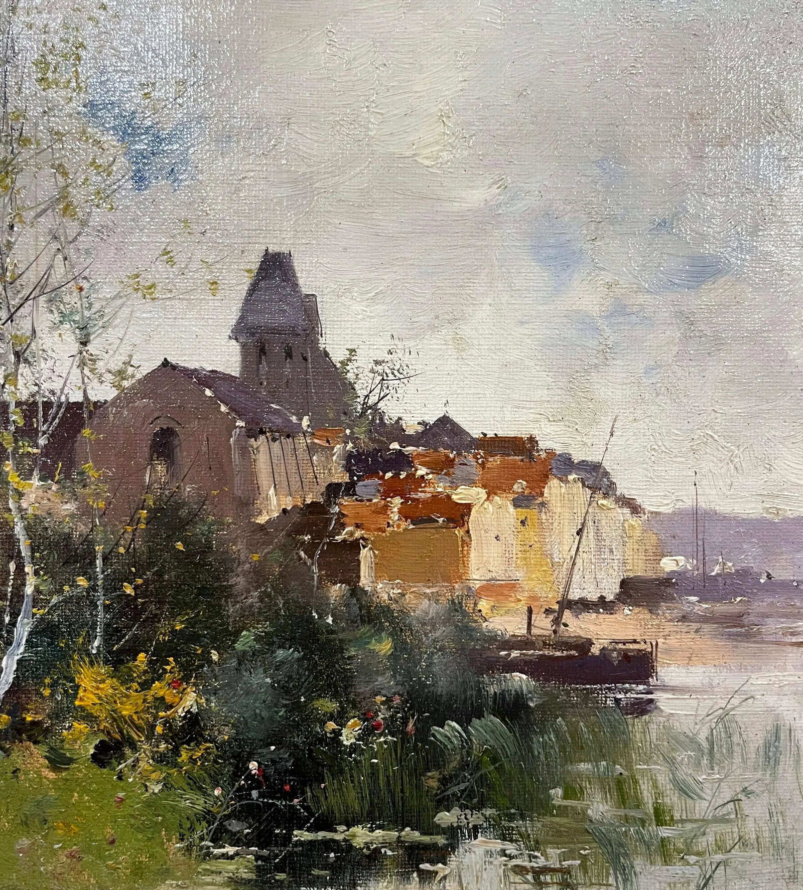 19th Century Framed Landscape Oil Painting Signed J. Lievin for E. Galien-Laloue - 5