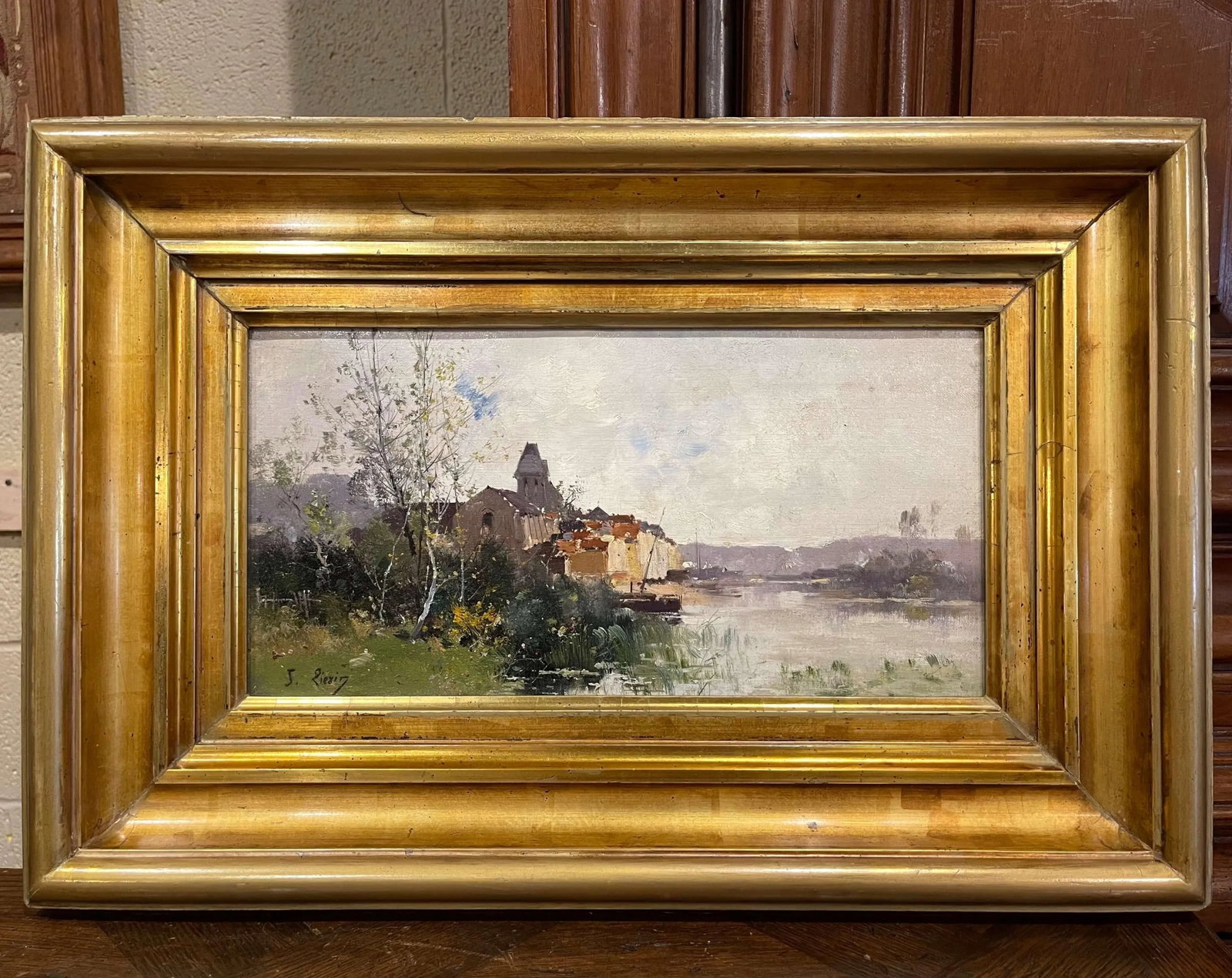19th Century Framed Landscape Oil Painting Signed J. Lievin for E. Galien-Laloue - 7