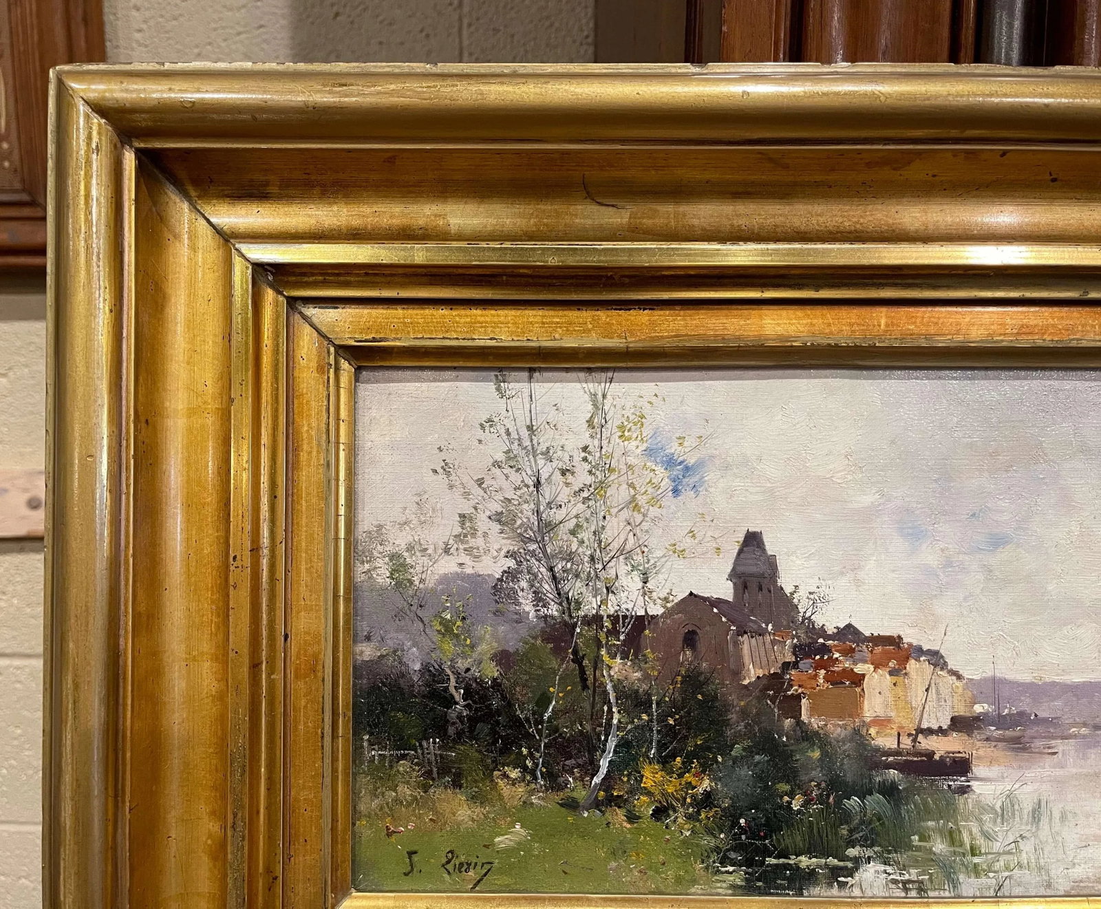 19th Century Framed Landscape Oil Painting Signed J. Lievin for E. Galien-Laloue - 8
