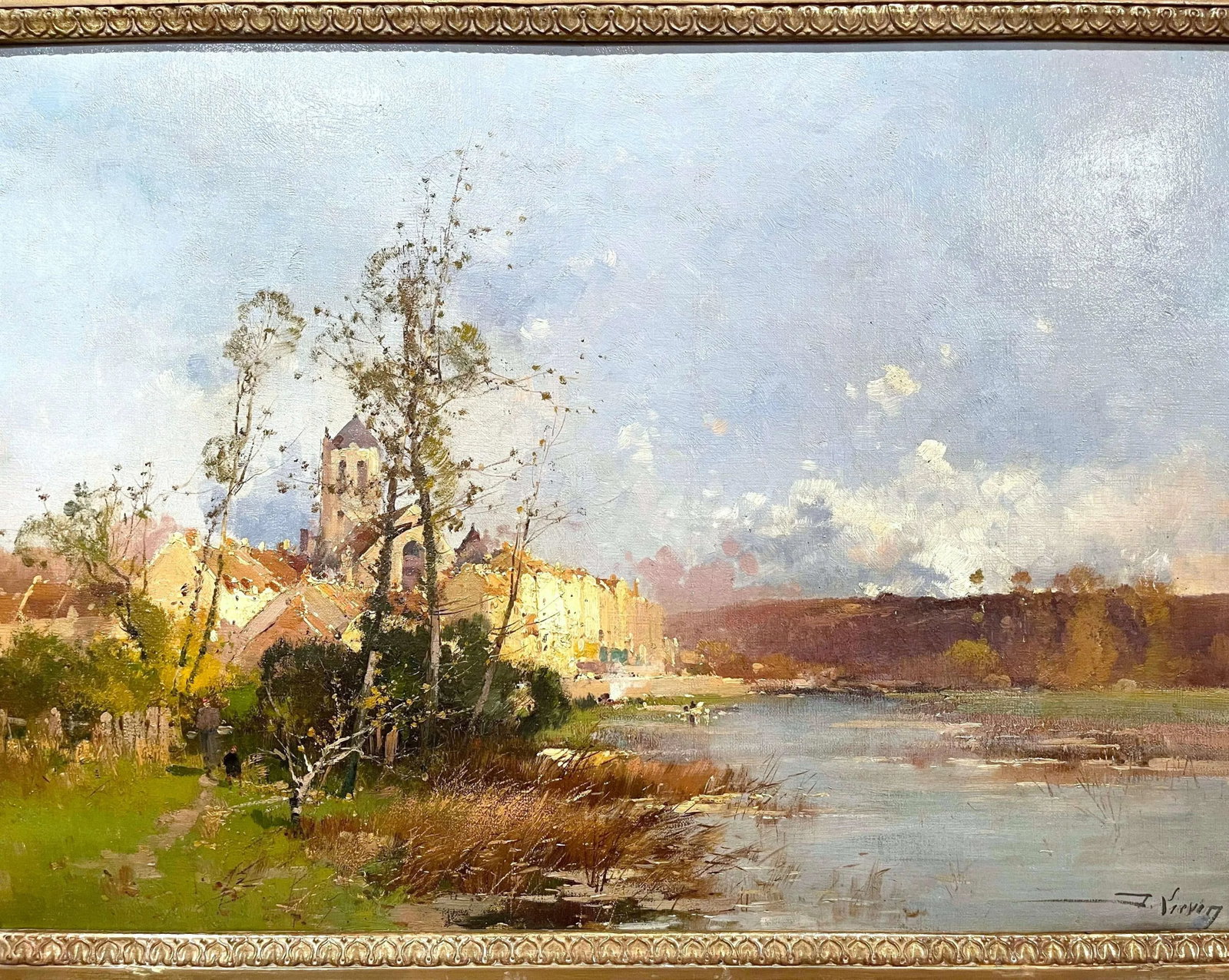 19th Century Framed Landscape Oil Painting Signed Lievin for E. Galien-Laloue - 3