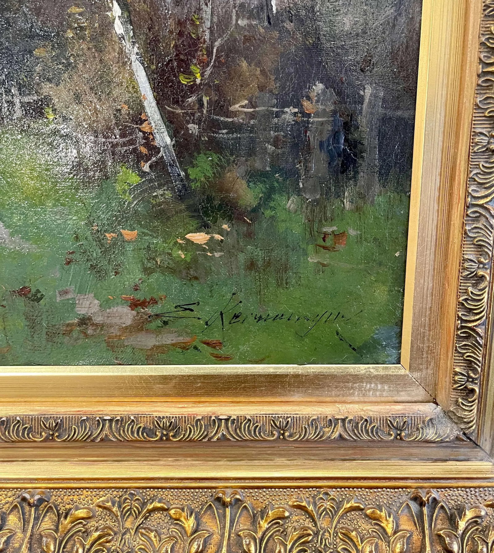 Pair 19th Century Framed Oil Painting Signed E. Kermanguy for E. Galien-Laloue - 9