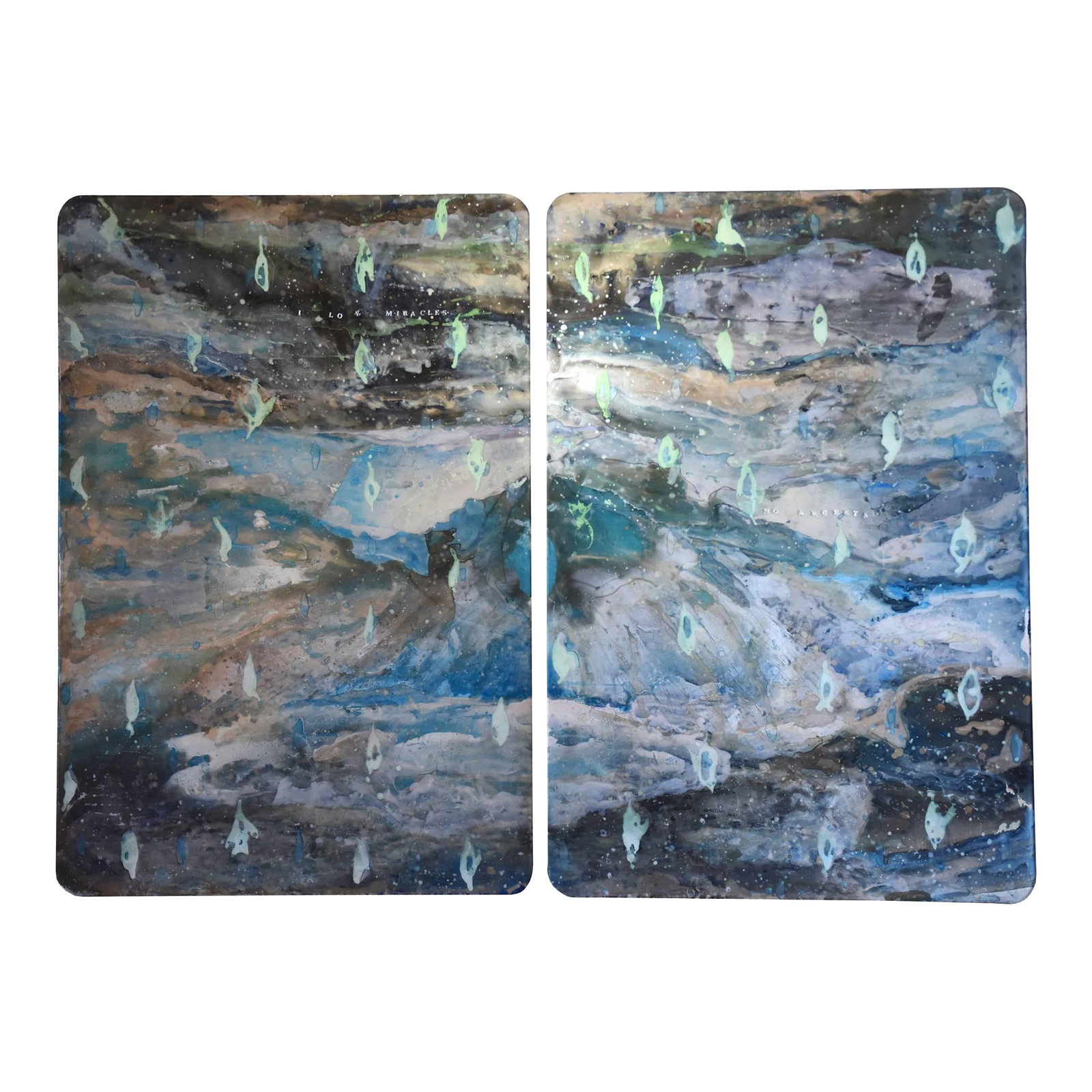 One of a Kind Mixed-Media Signed Painting by Robert Bery Titled "I Love Miracles": This stunning and amazing mixed-media work of art by artist and painter Robert Bery changes in forms and landscape as you look at it from different angles and ways. The colors are spectacular and