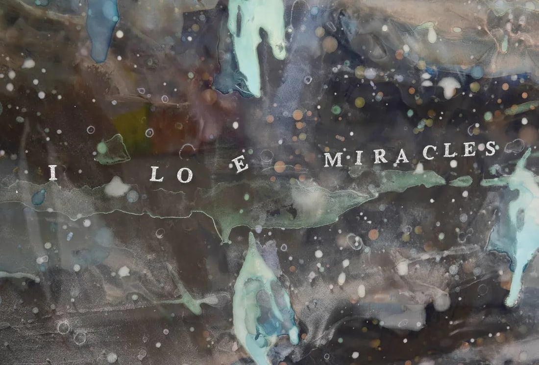 One of a Kind Mixed-Media Signed Painting by Robert Bery Titled "I Love Miracles" - 4
