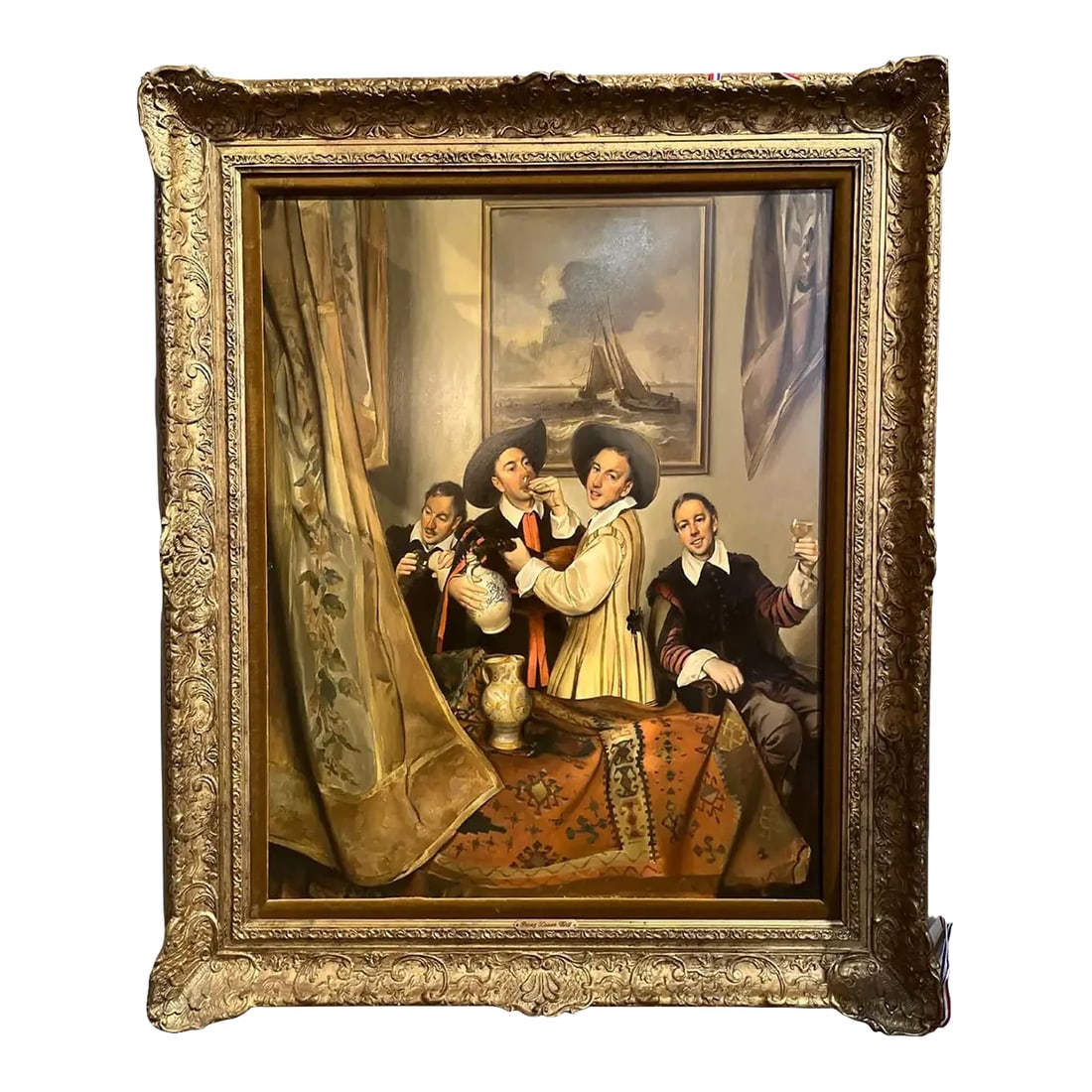 Mid 20th Century Original Oil Painting by Franz Xaver Wolf: beautifully and masterfully painted by artist Franz Xaver Wolf. "family of the artist " was painted in early 20th century and was collected by Austrian and European elite. Condition: Alterations: