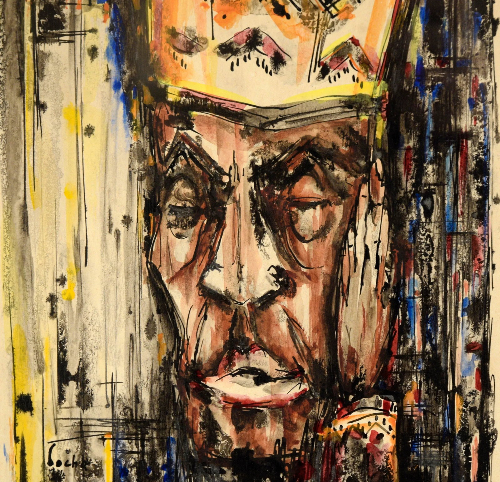 "King of the Blues" - b.b. King Portrait in Watercolor and Ink on Paper by John Martin Socha - 2