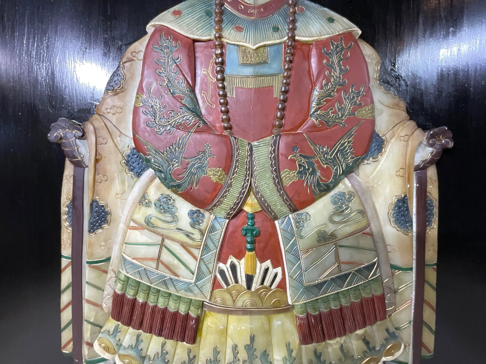 Pair of Large Chinese Carved Hardstone Emperor & Empress Portraits - 10