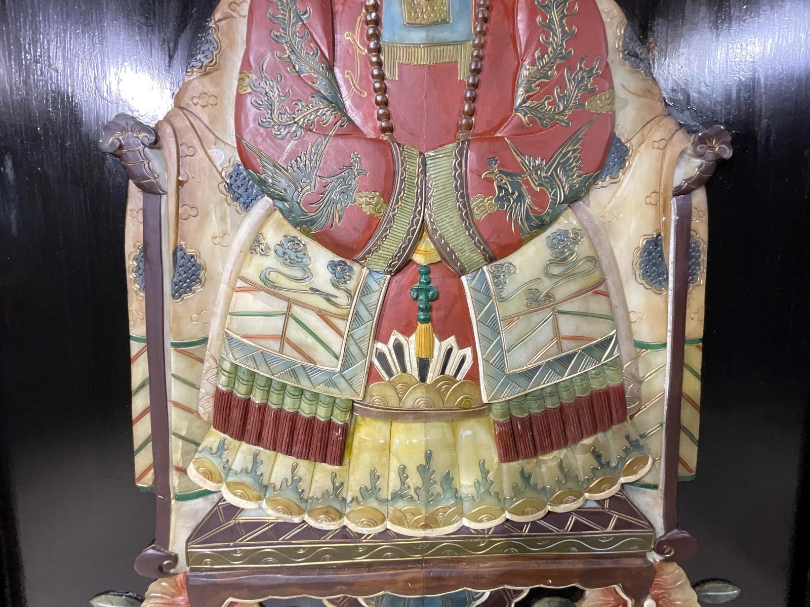 Pair of Large Chinese Carved Hardstone Emperor & Empress Portraits - 9