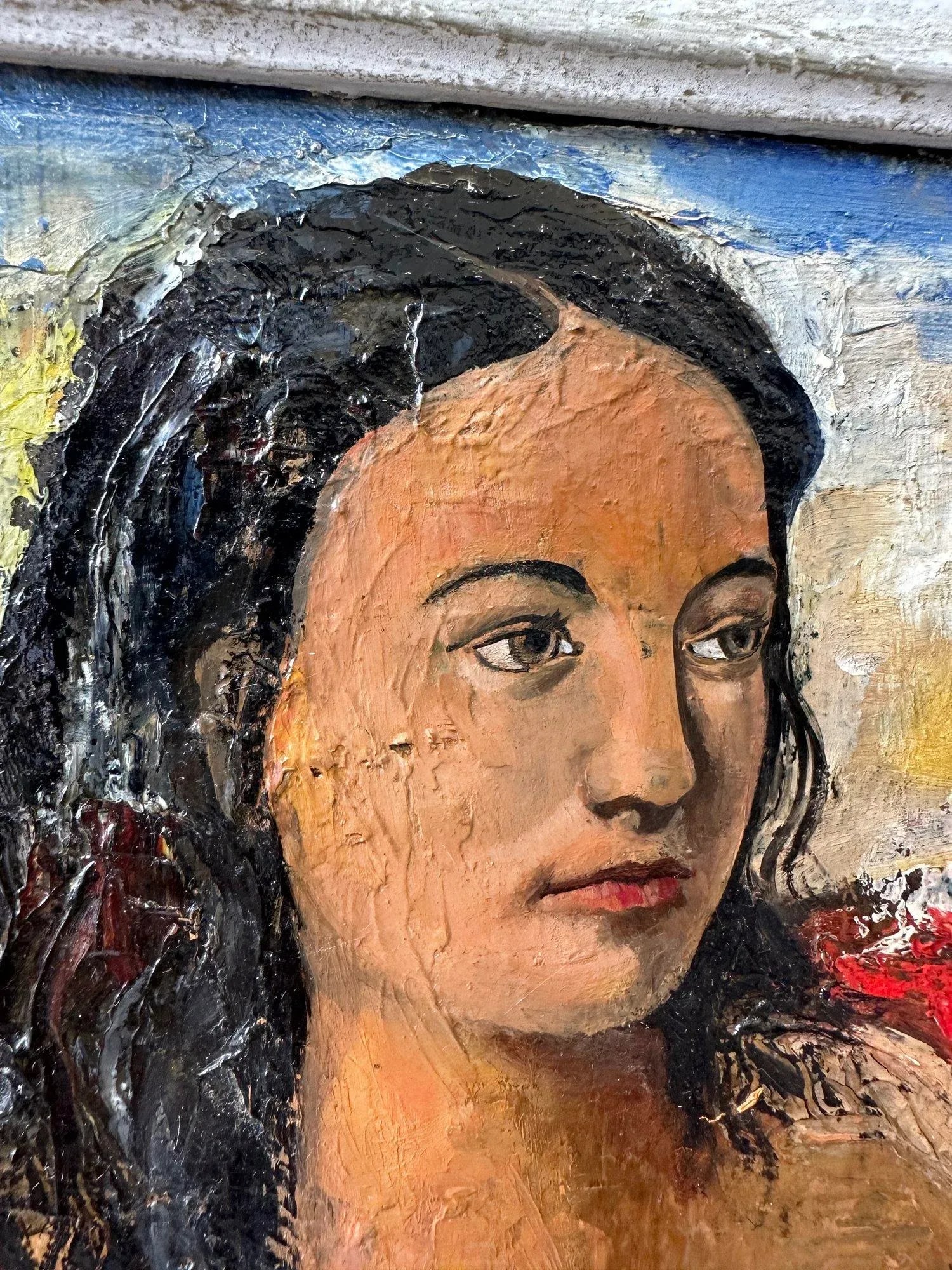 Vintage Oil on Board Framed Portrait of a Reclining Nude by Vahe Kirishjian, Circa 1941 - 5