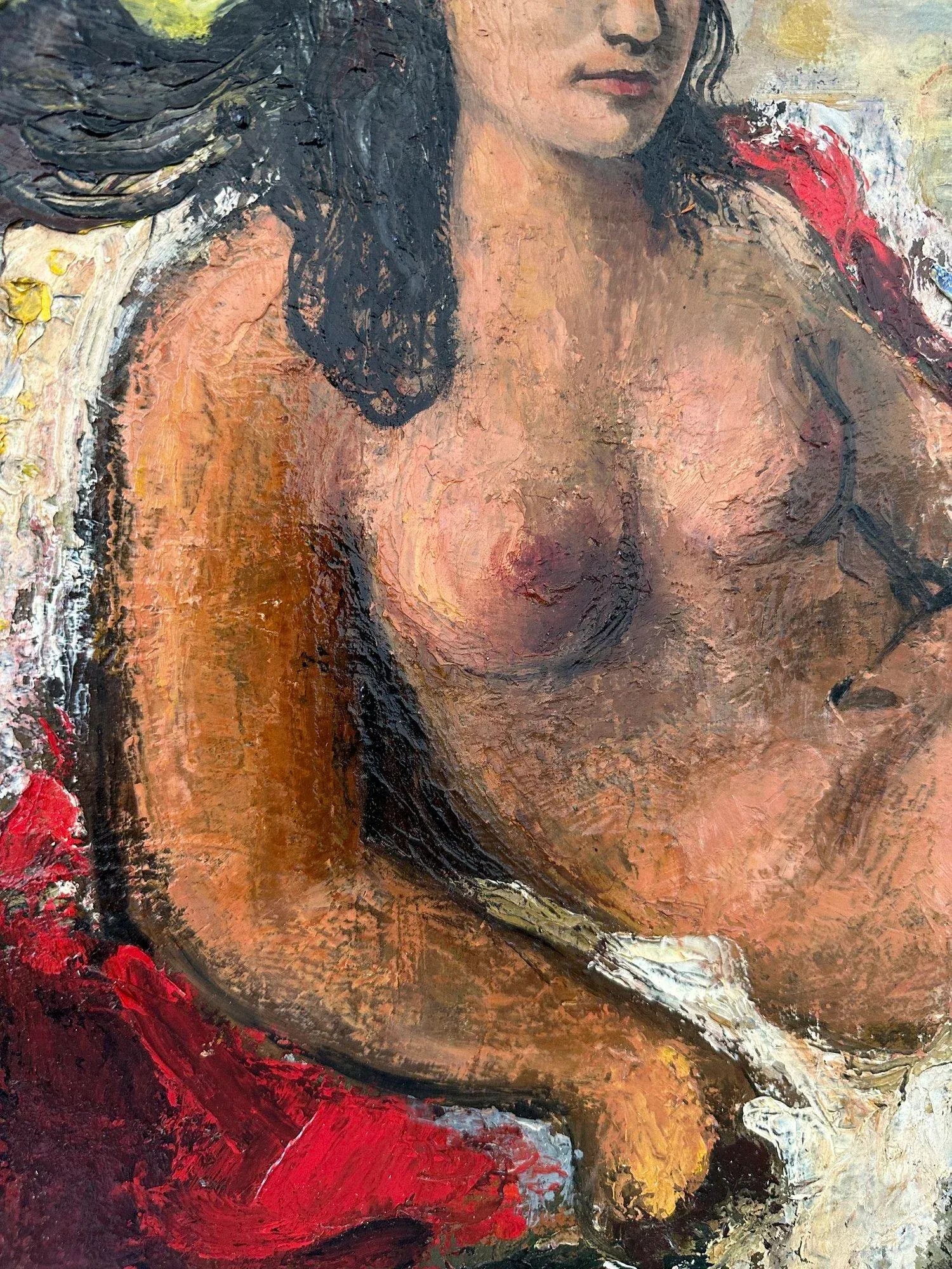 Vintage Oil on Board Framed Portrait of a Reclining Nude by Vahe Kirishjian, Circa 1941 - 6