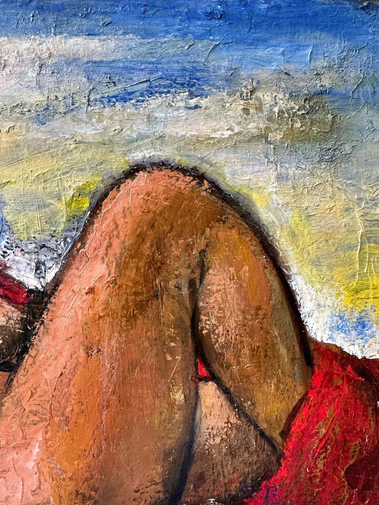 Vintage Oil on Board Framed Portrait of a Reclining Nude by Vahe Kirishjian, Circa 1941 - 8