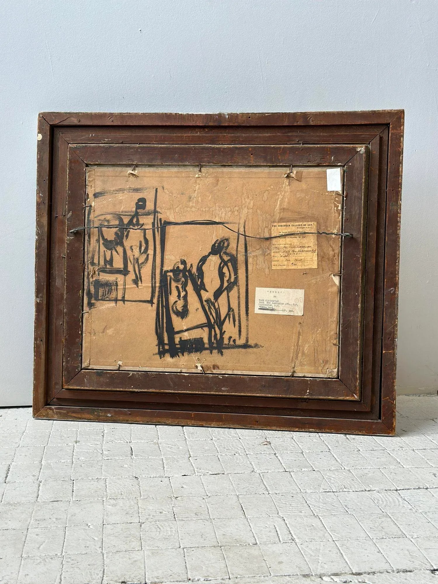 Vintage Oil on Board Framed Portrait of a Reclining Nude by Vahe Kirishjian, Circa 1941 - 9