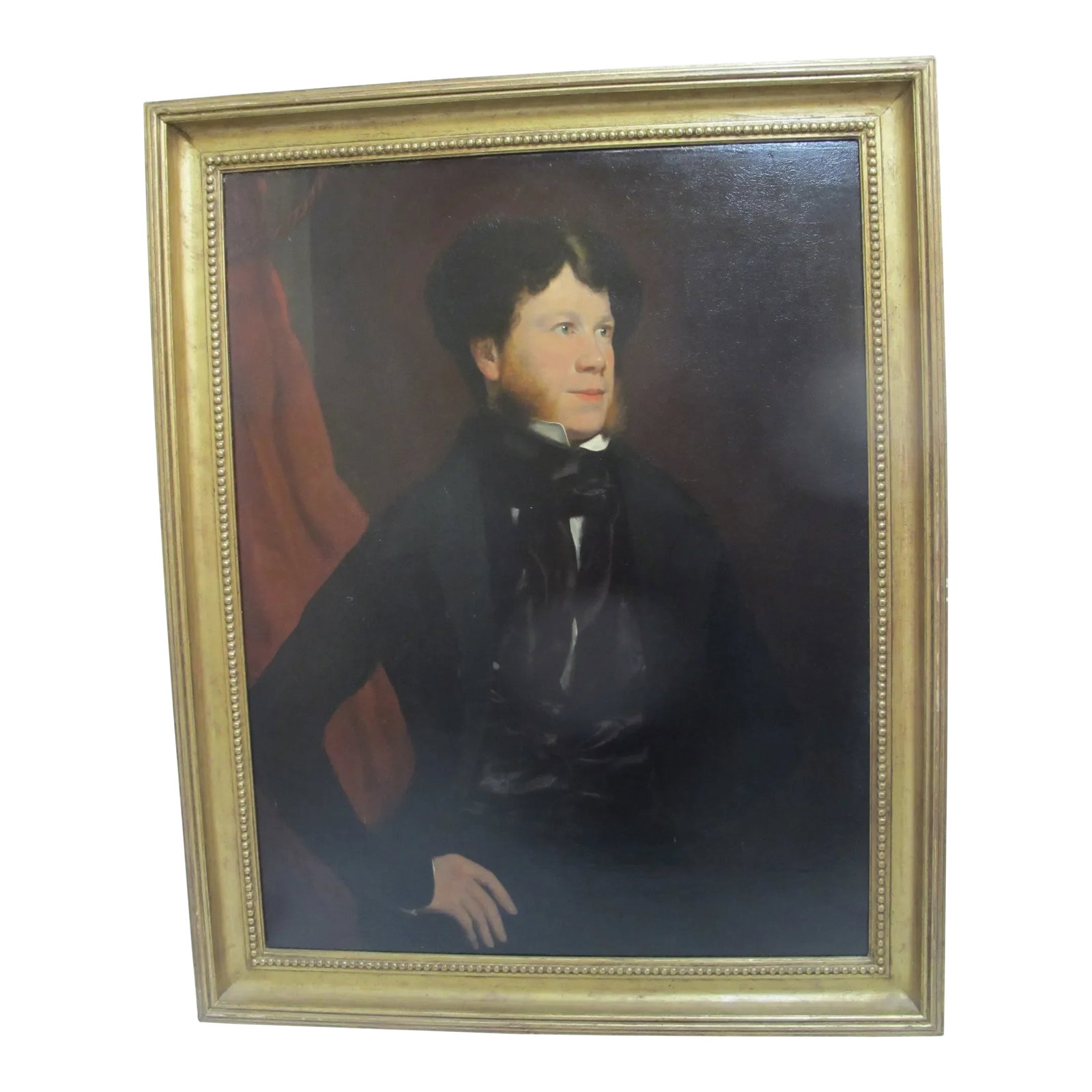 George Francis Mulvany Antique Oil Painting Portrait of Actor Michael Kelly (1762-1826): George Francis Mulvany (1809 - 1869, Ireland), Portrait of Michael Kelly (1762-1826), Irish actor, tenor, composer and theater manager. Framed oil painting on canvas. Period frame measures 41" x 33".