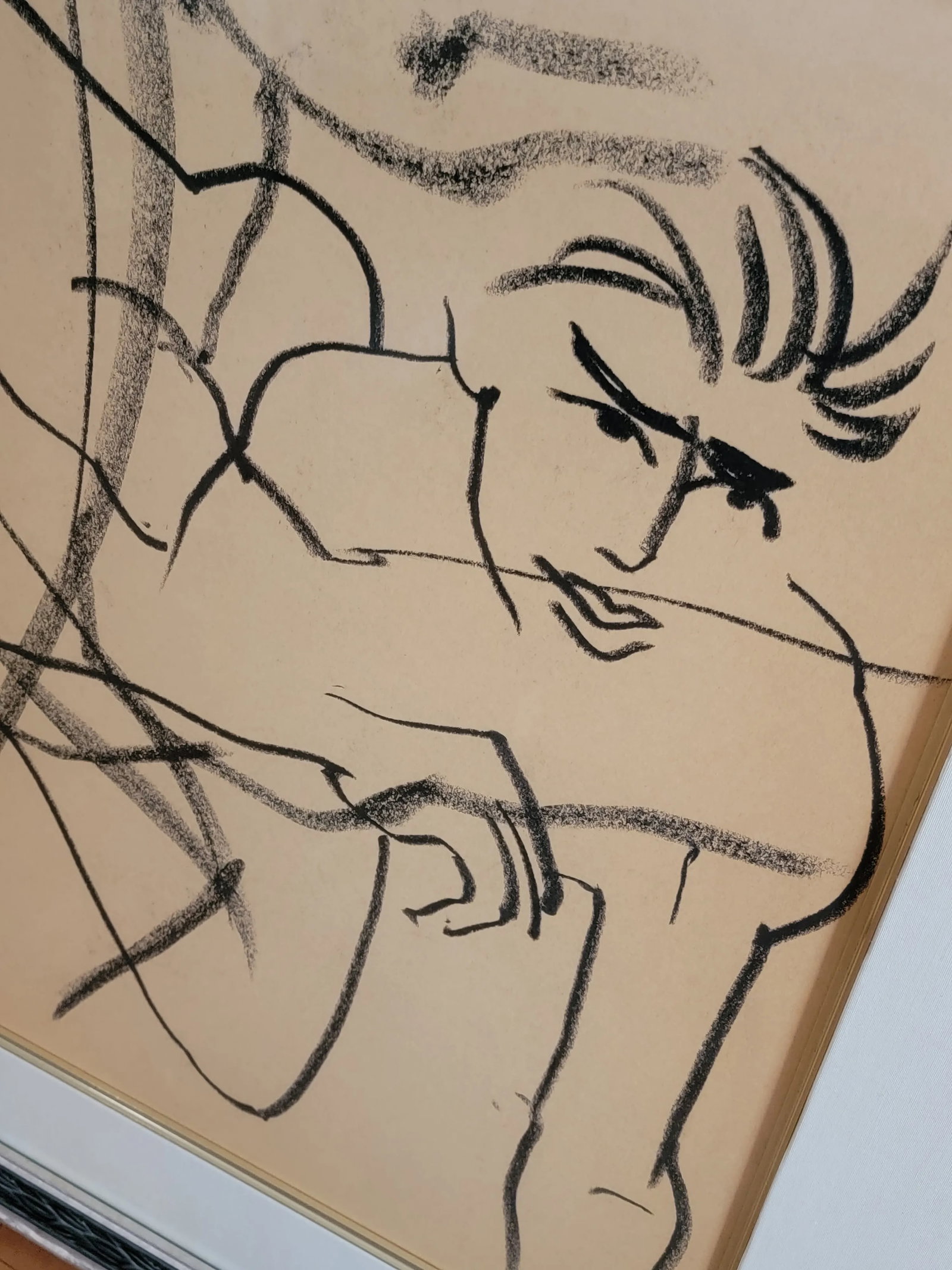 Vintage Allen Kay Framed Abstract Figurative Charcoal Drawing - 6