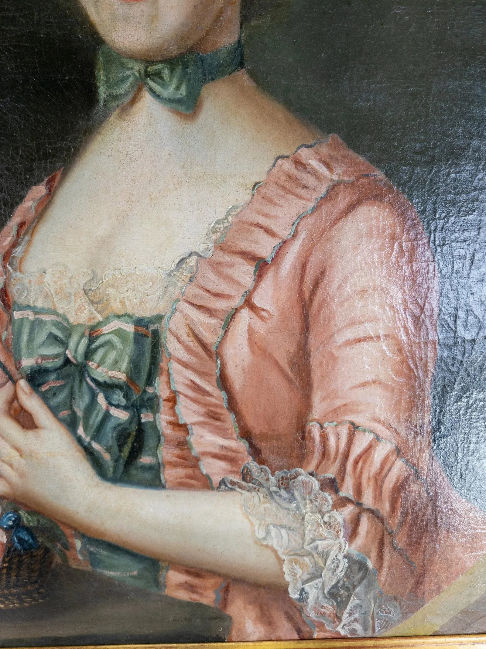 18th Century French Portrait Painting of a Pretty Lady in Pink - 10