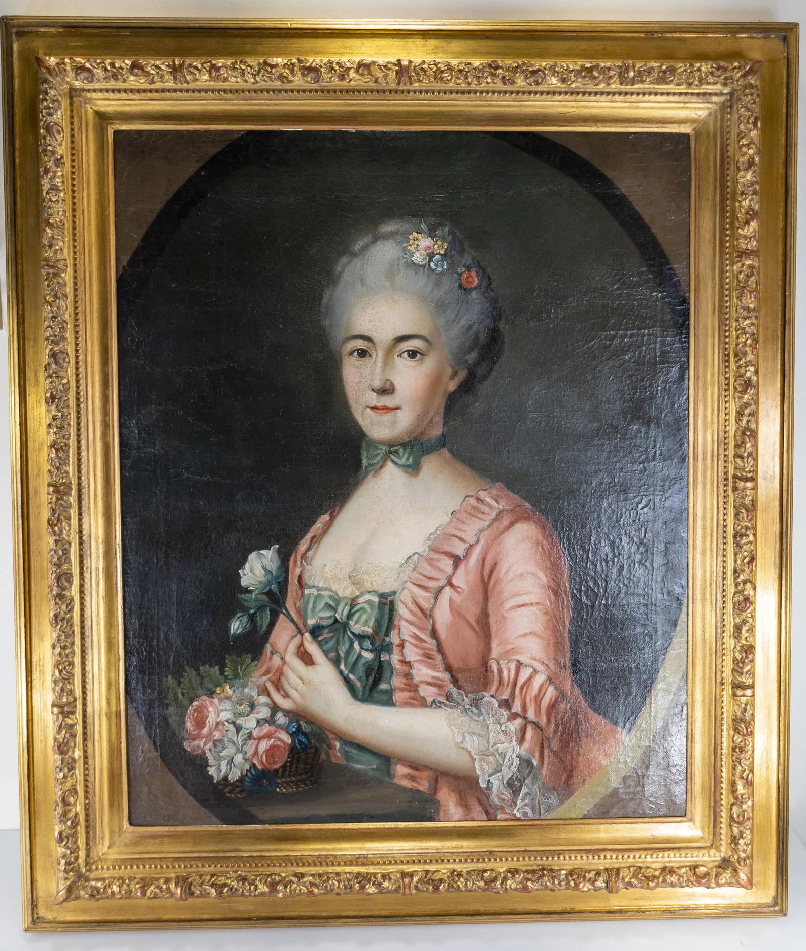 18th Century French Portrait Painting of a Pretty Lady in Pink - 13