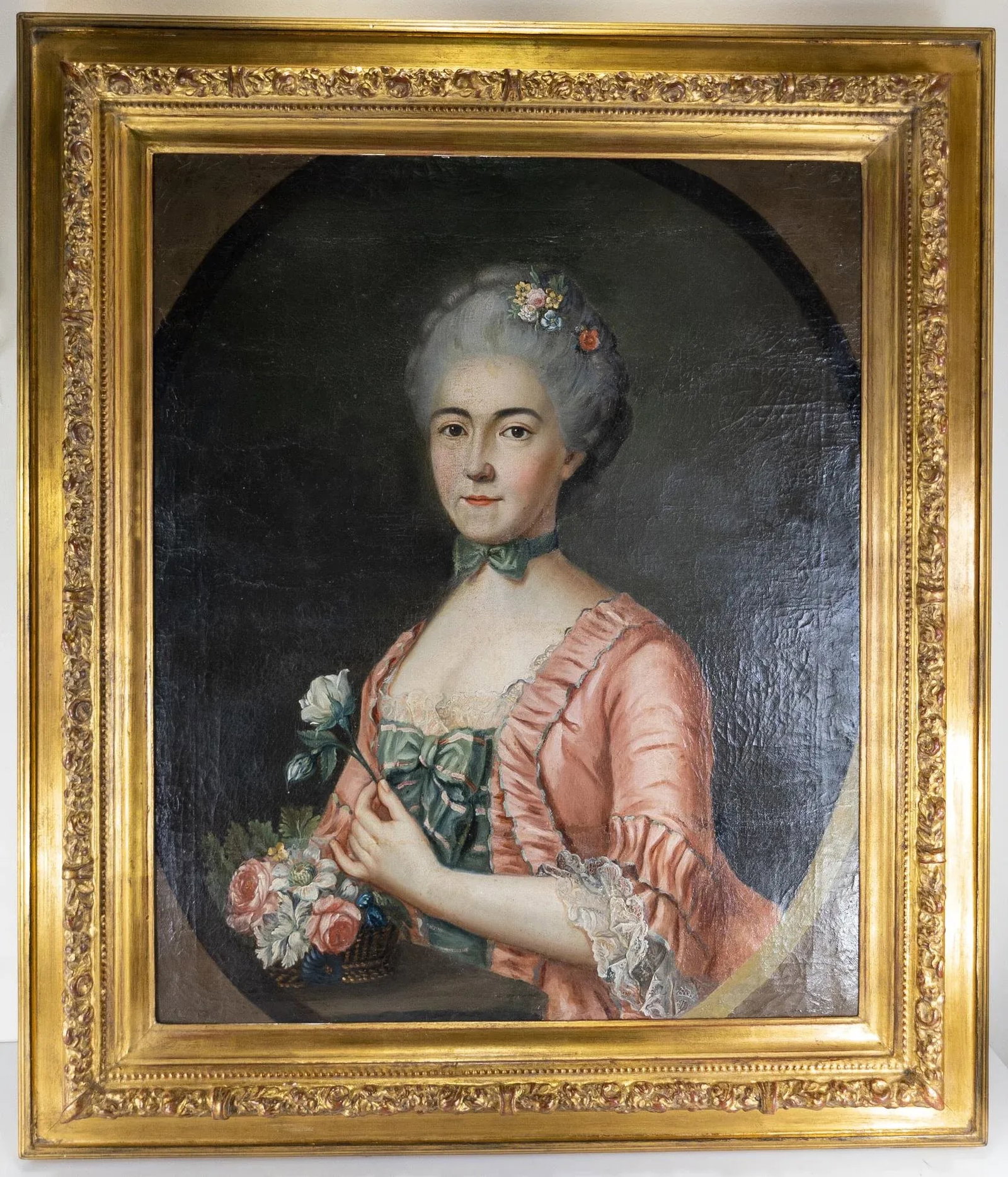 18th Century French Portrait Painting of a Pretty Lady in Pink - 2