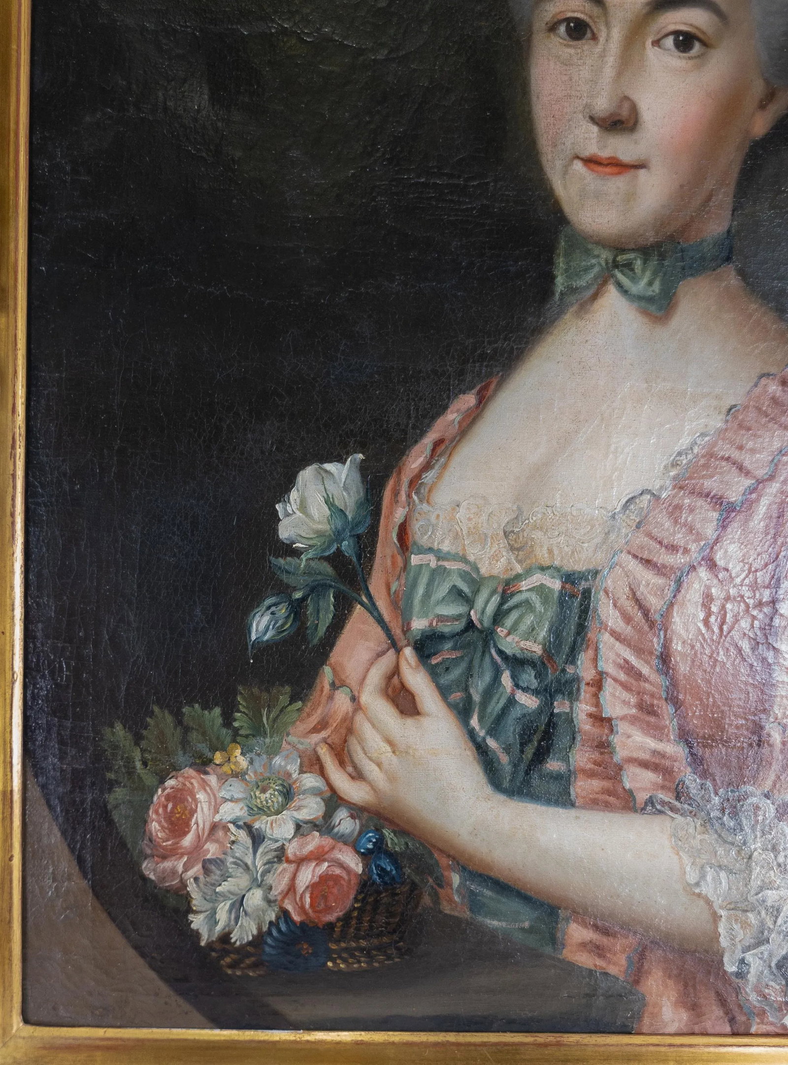 18th Century French Portrait Painting of a Pretty Lady in Pink - 7