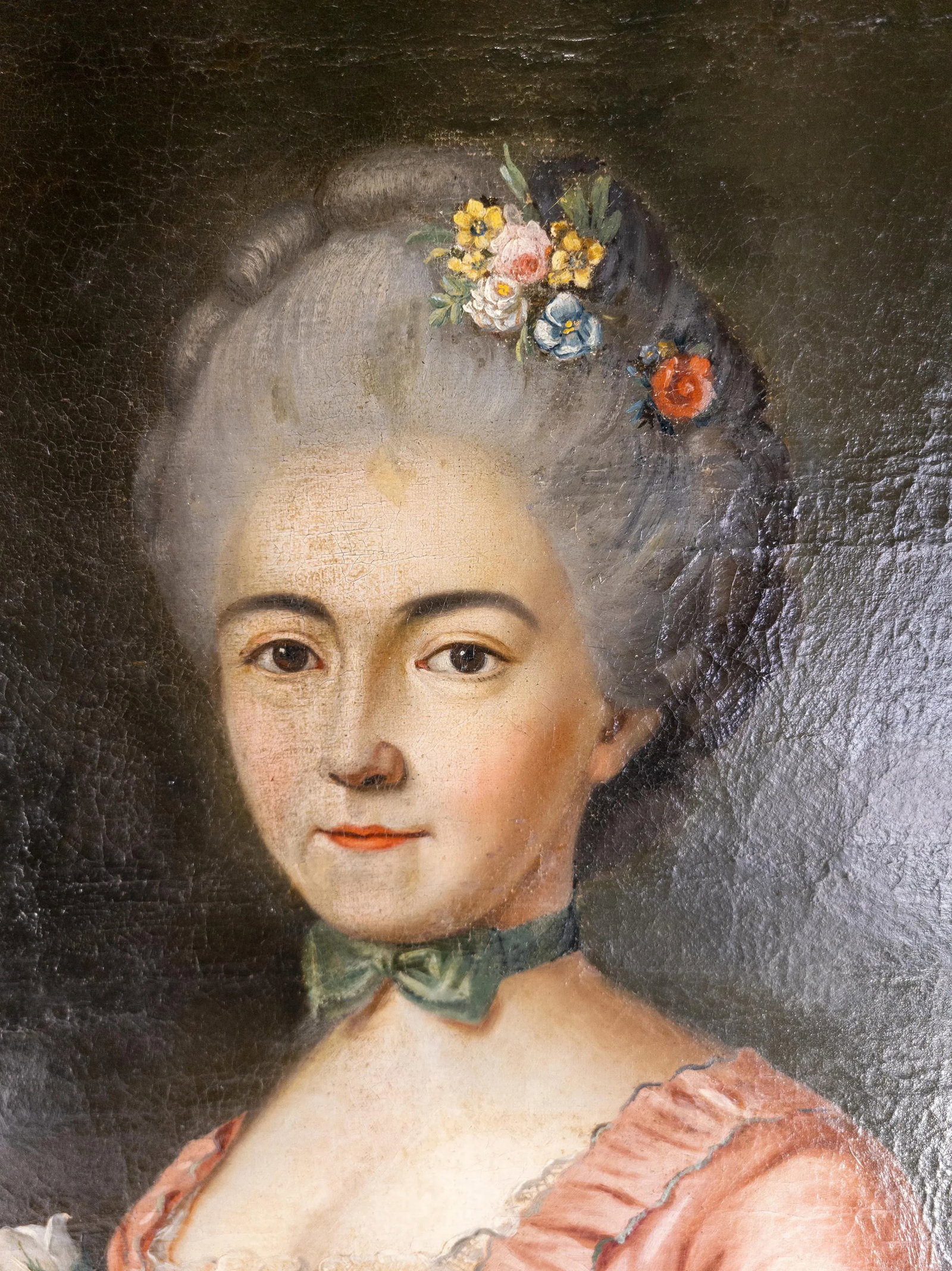 18th Century French Portrait Painting of a Pretty Lady in Pink - 9