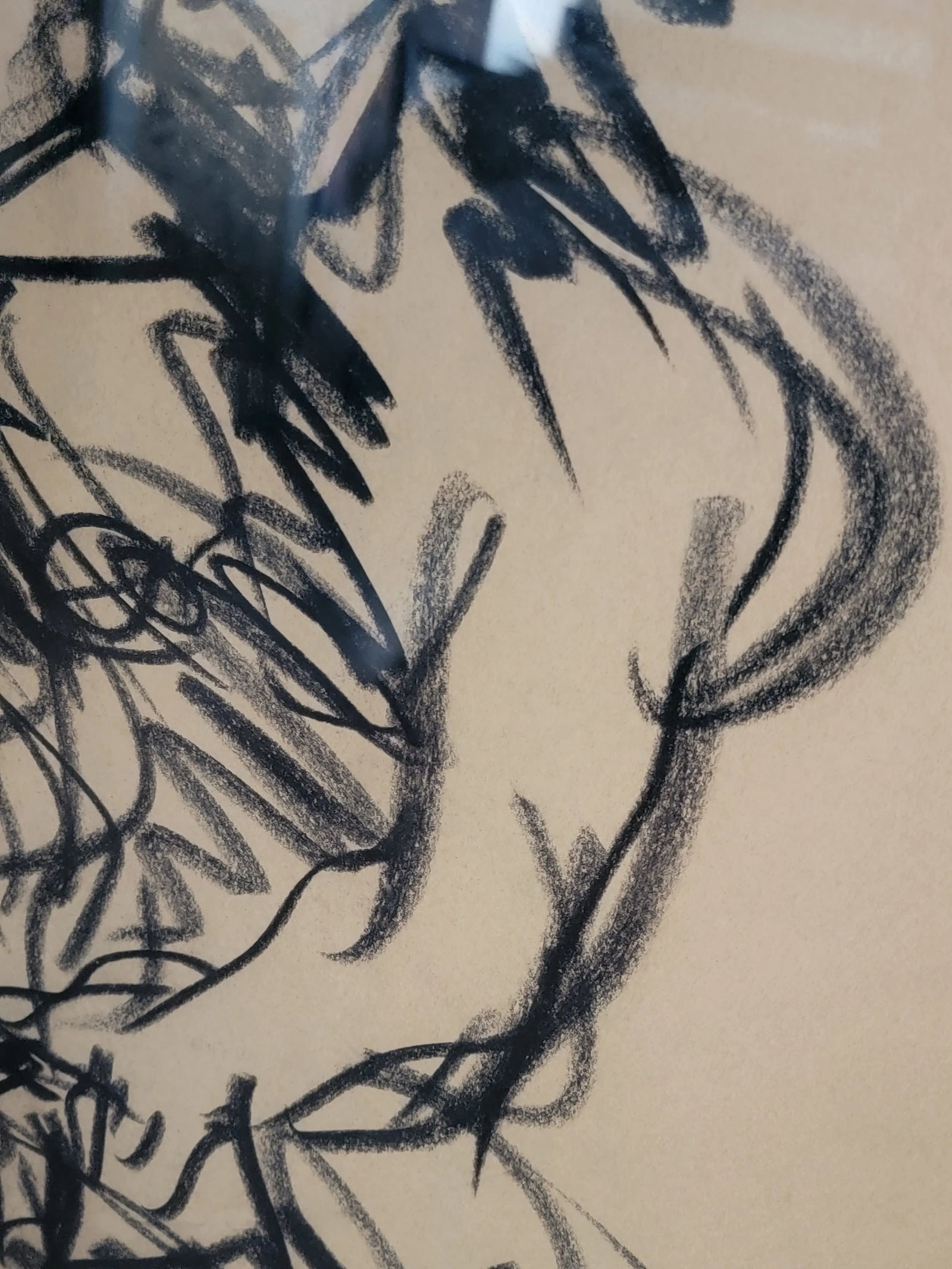 Vintage Allen Kay Framed Abstract Figurative Charcoal Drawing - 6