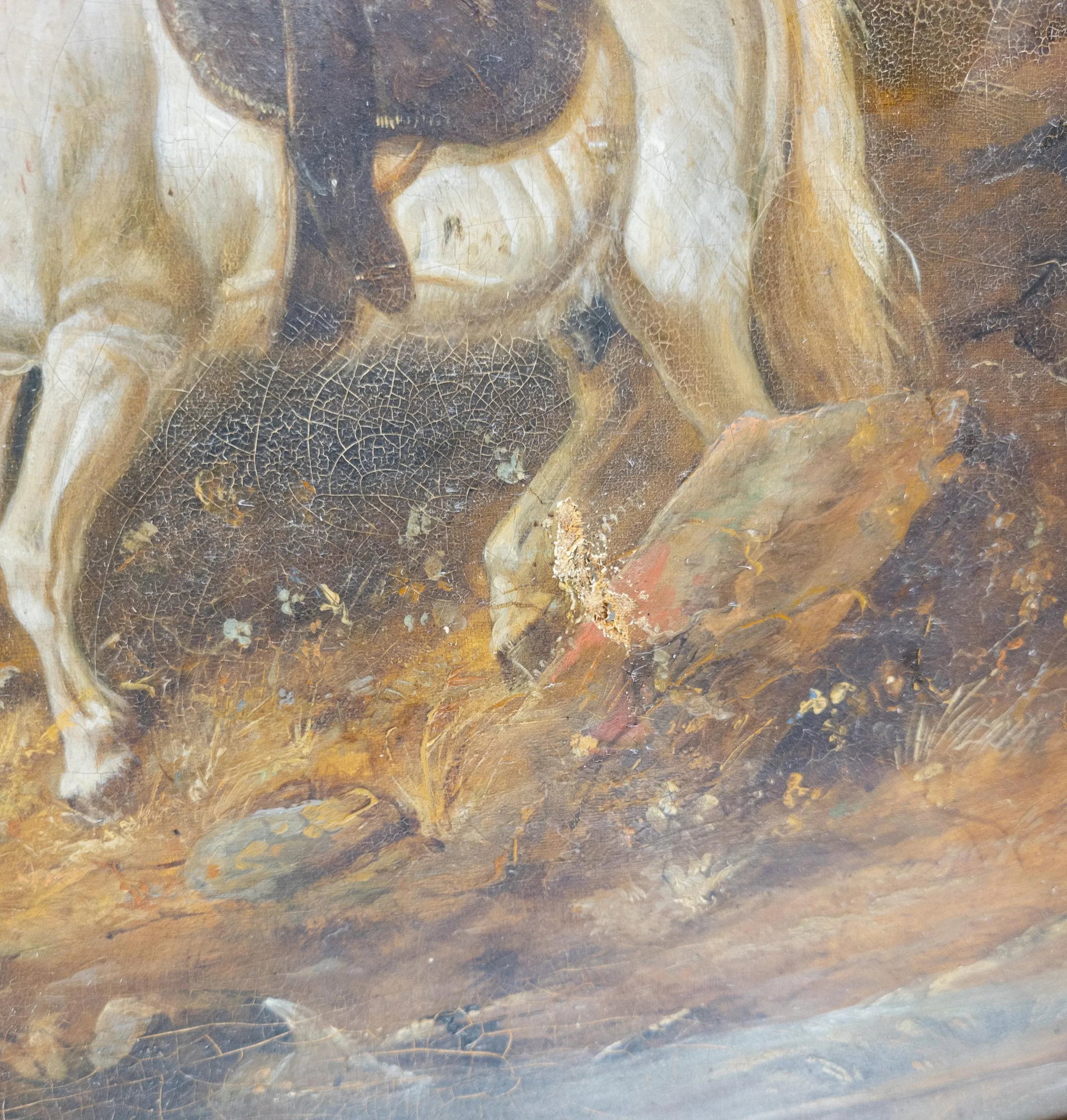 19th Century English or German Landscape Oil Painting With Man and His Horse - 7