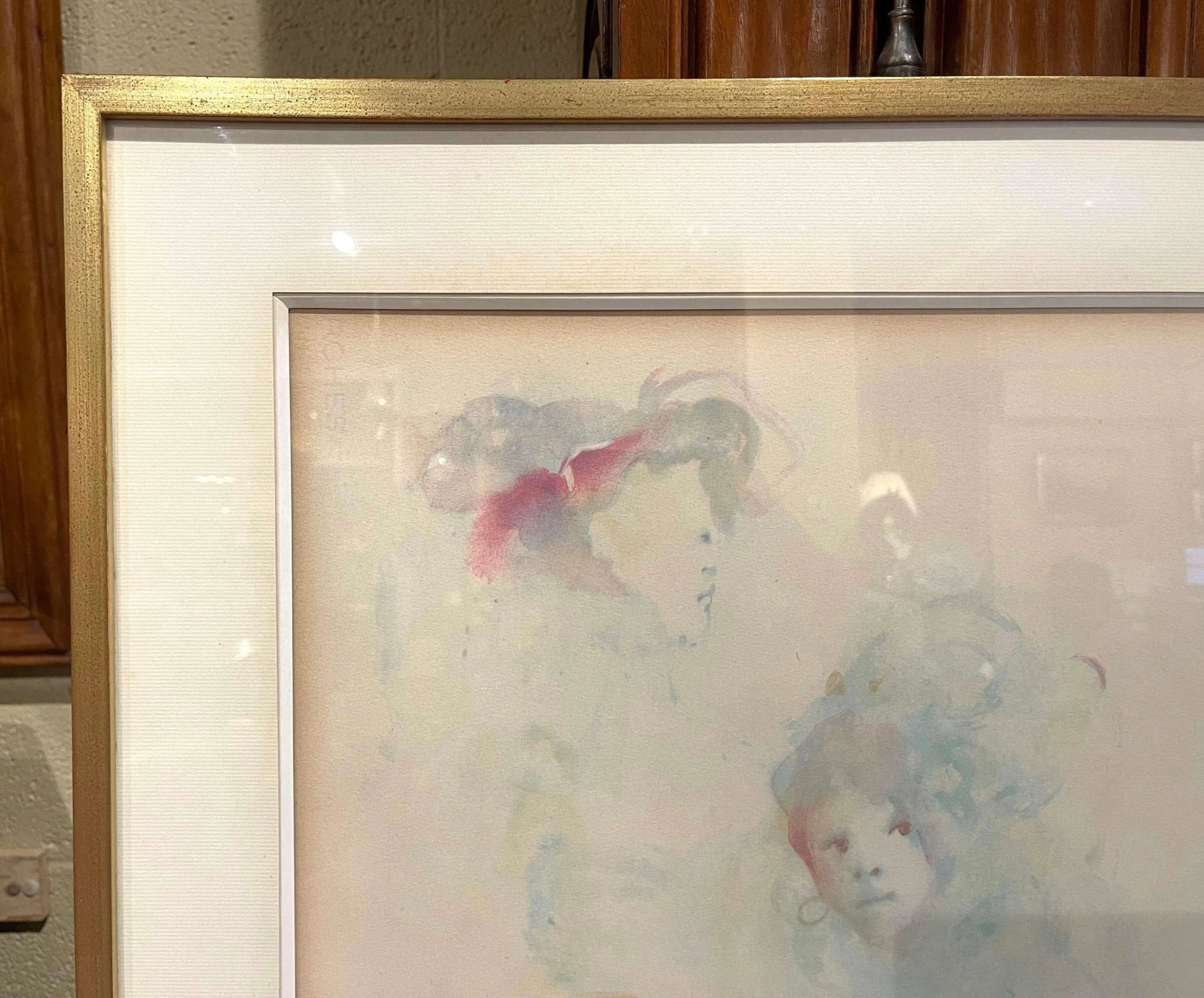 Vintage Framed Woman and Young Girl Lithograph Signed Leonor Fini - 6