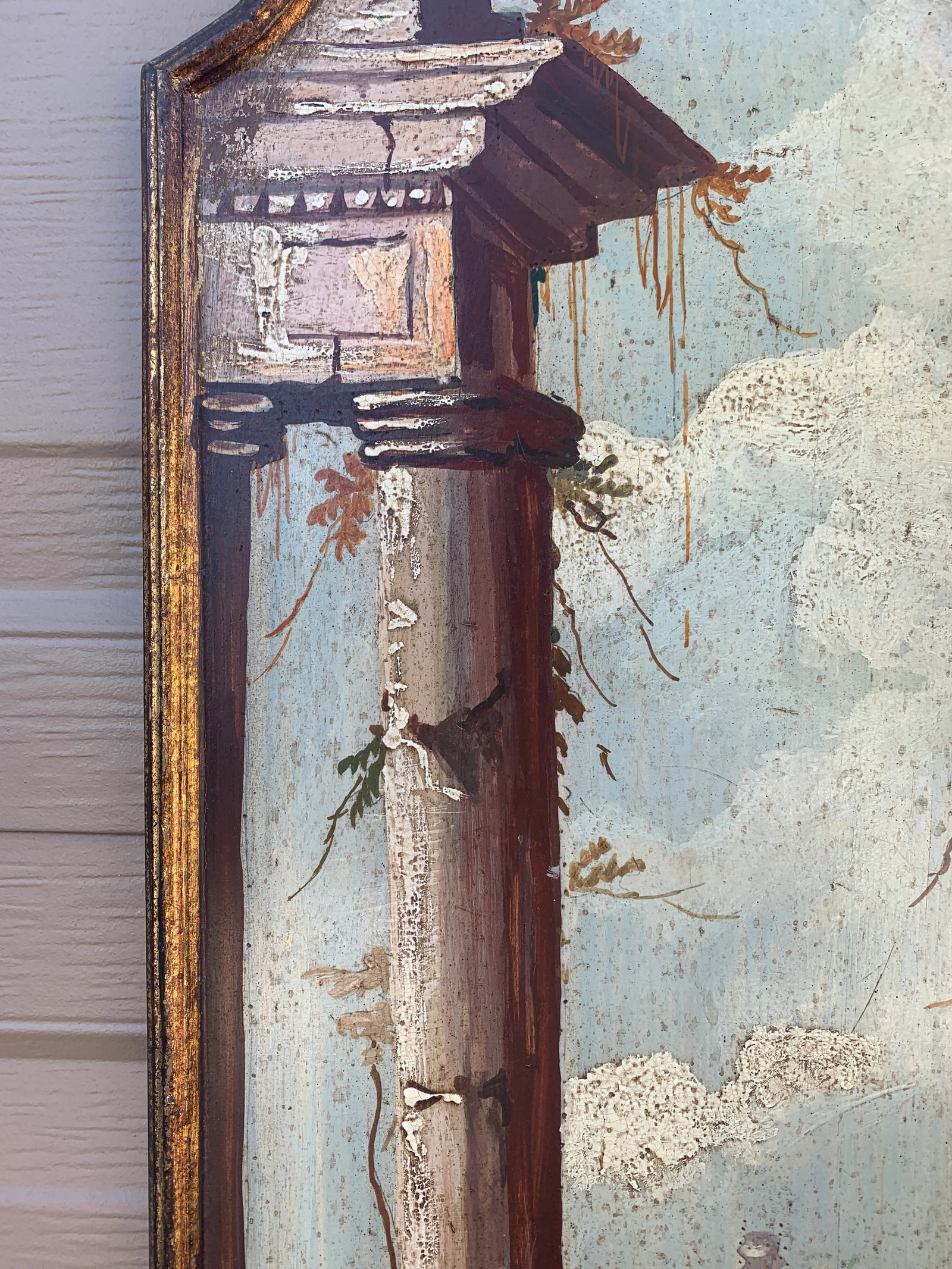 Italian Capriccio Landscape Painting in Shaped Gilt Frame - 6