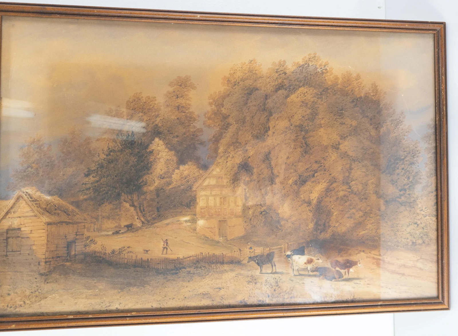 19th Century English Watercolor Landscape Painting With Cows - 3