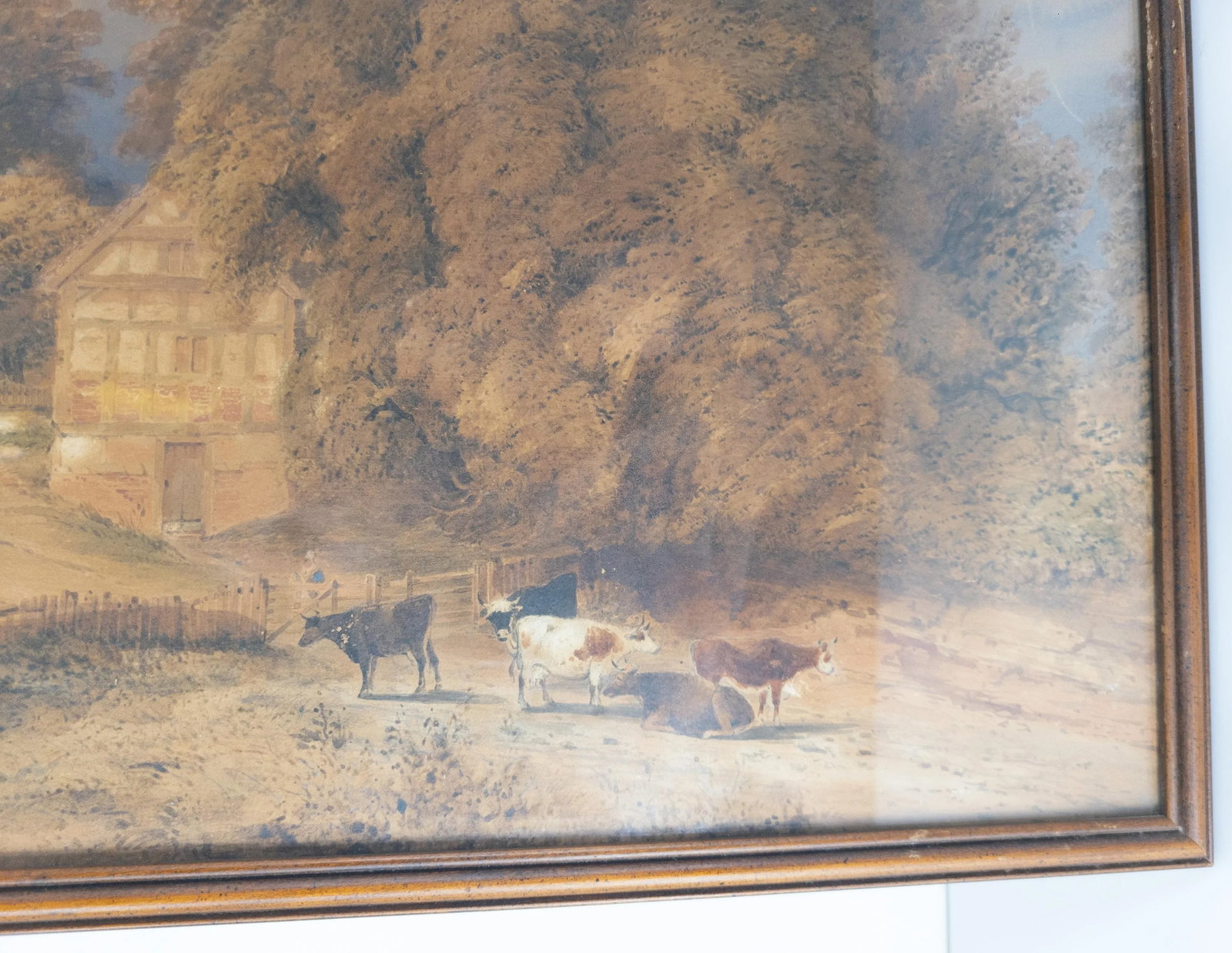 19th Century English Watercolor Landscape Painting With Cows - 7