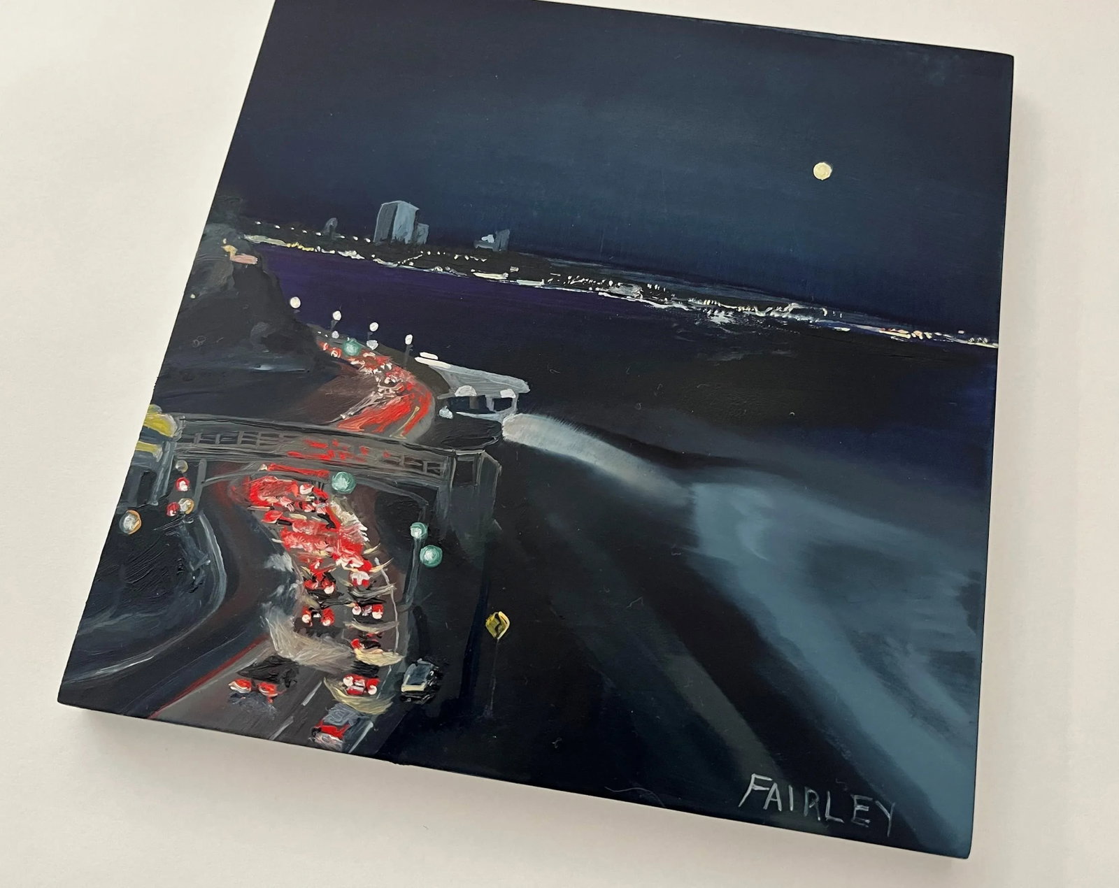 PCH at Porto Marina Nocturne; Full Moon, Original Painting by Jessica Fairley - 2