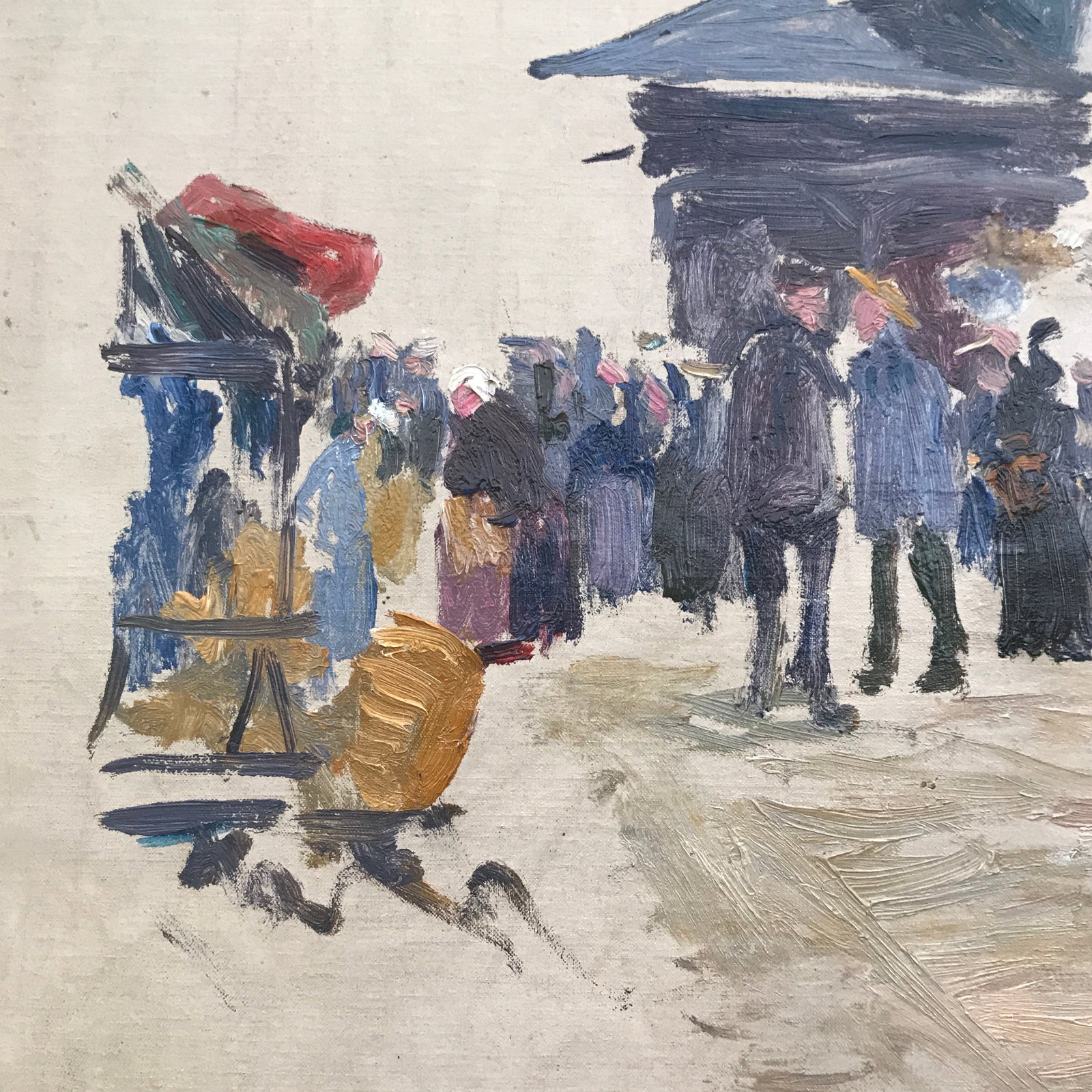 Mid-Century French Street Scene Oil Painting - 2