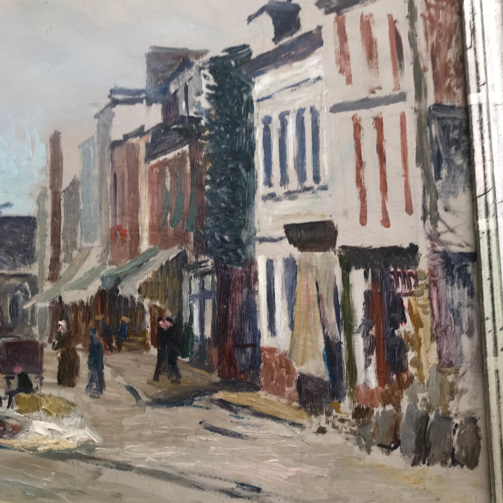 Mid-Century French Street Scene Oil Painting - 3