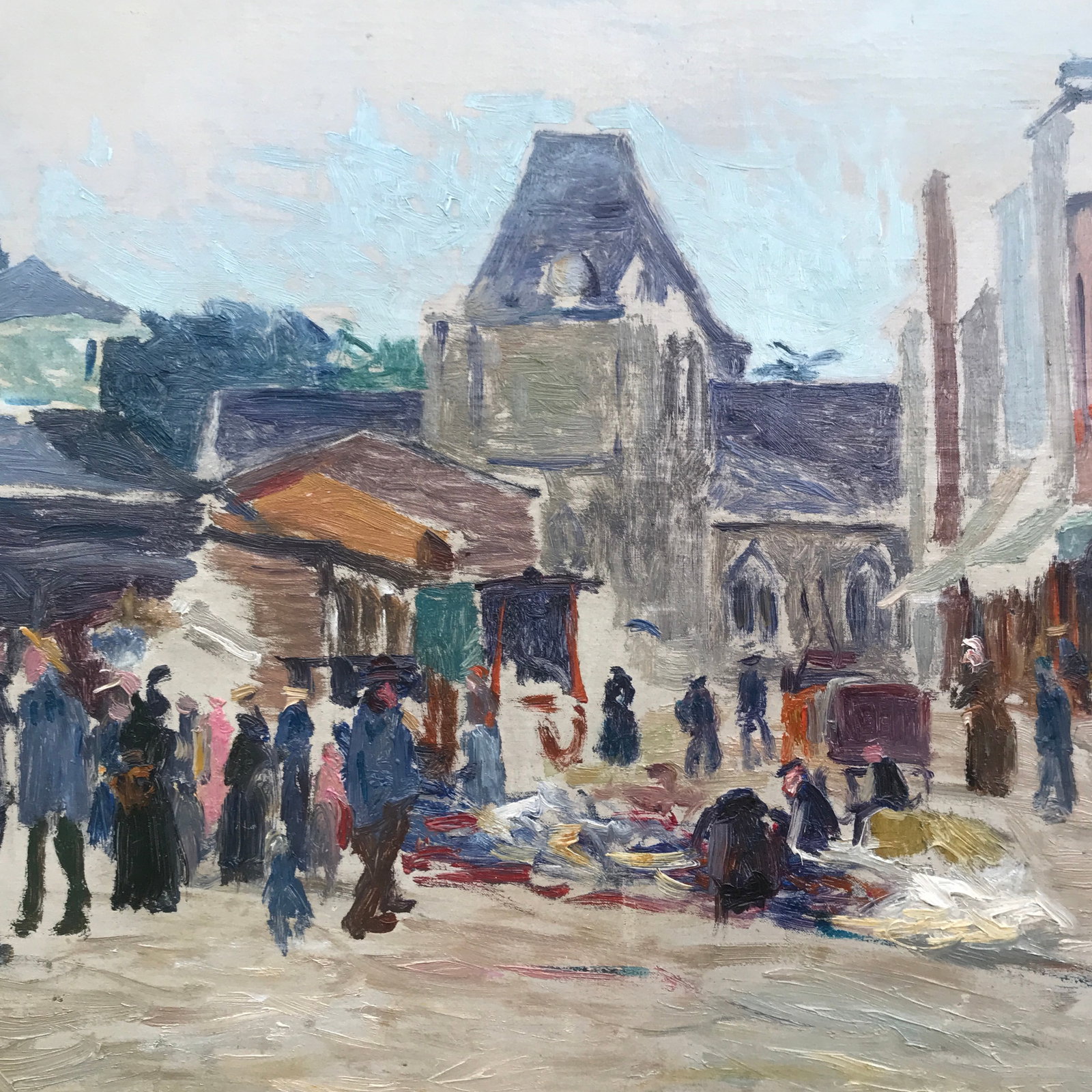 Mid-Century French Street Scene Oil Painting - 6