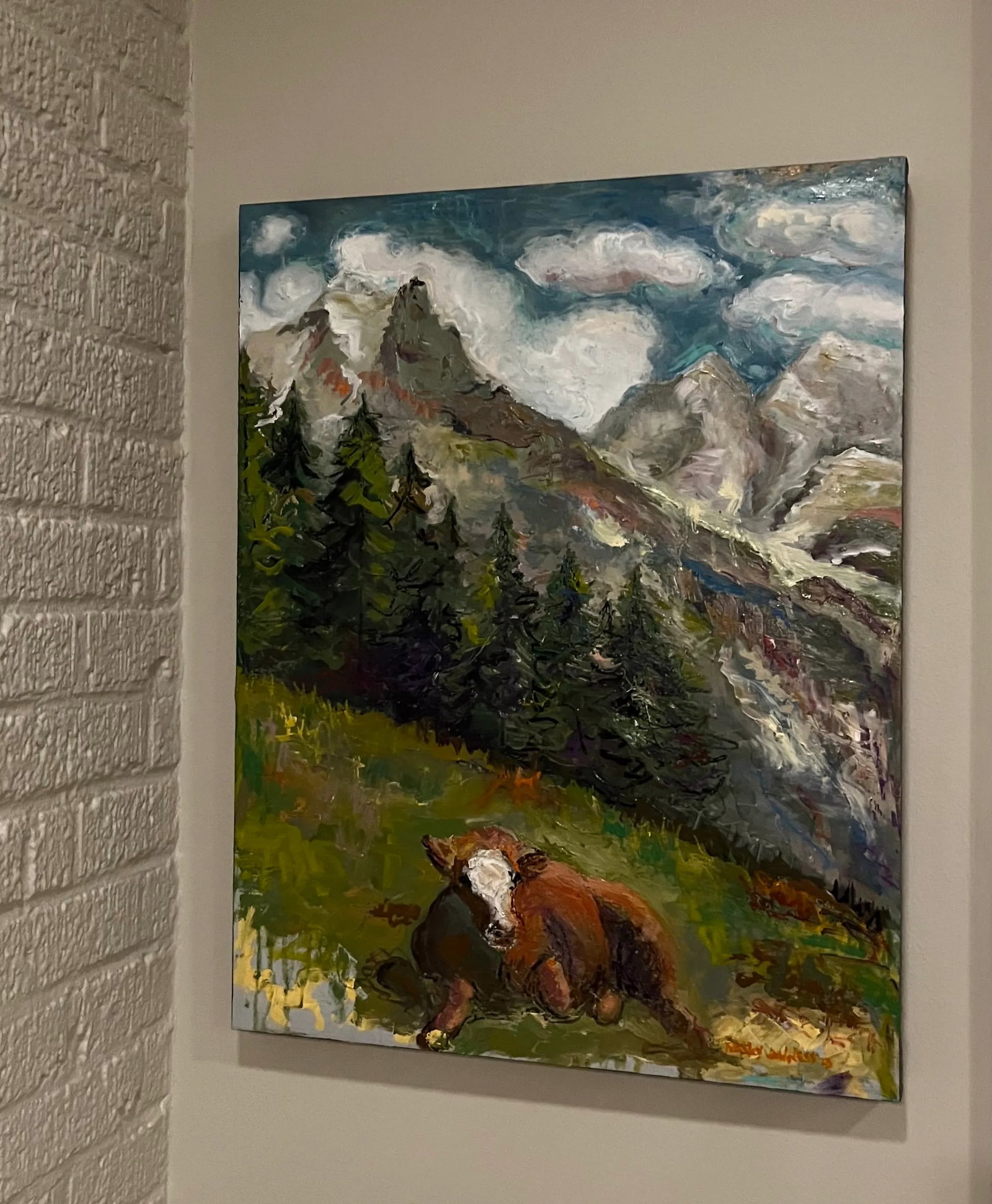 Cow in the Swiss Alps, Oil Paintings, by Van Ness - 2