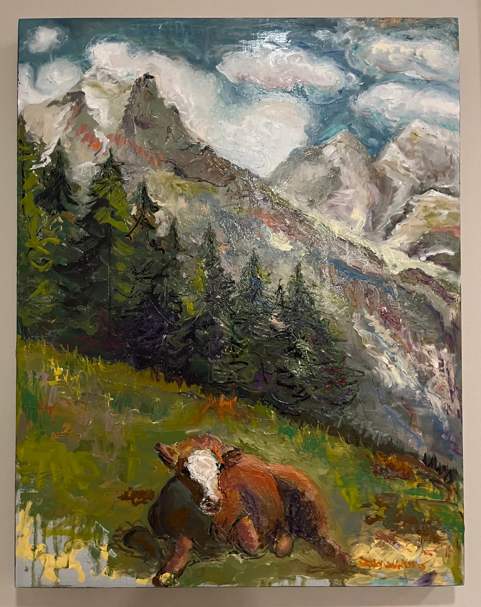 Cow in the Swiss Alps, Oil Paintings, by Van Ness - 3