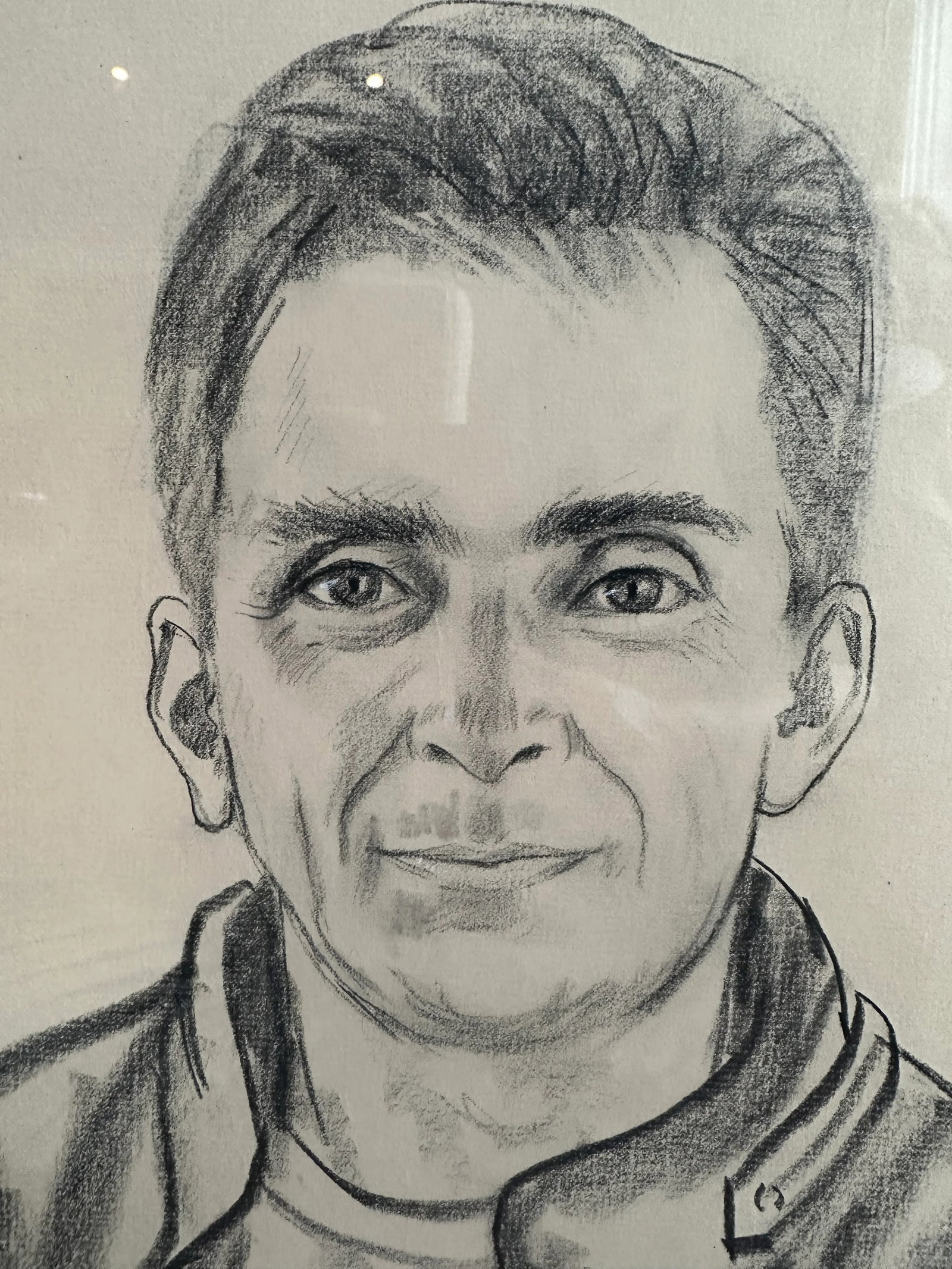 Vintage 1992 Framed Charcoal Portrait of a Man - 2