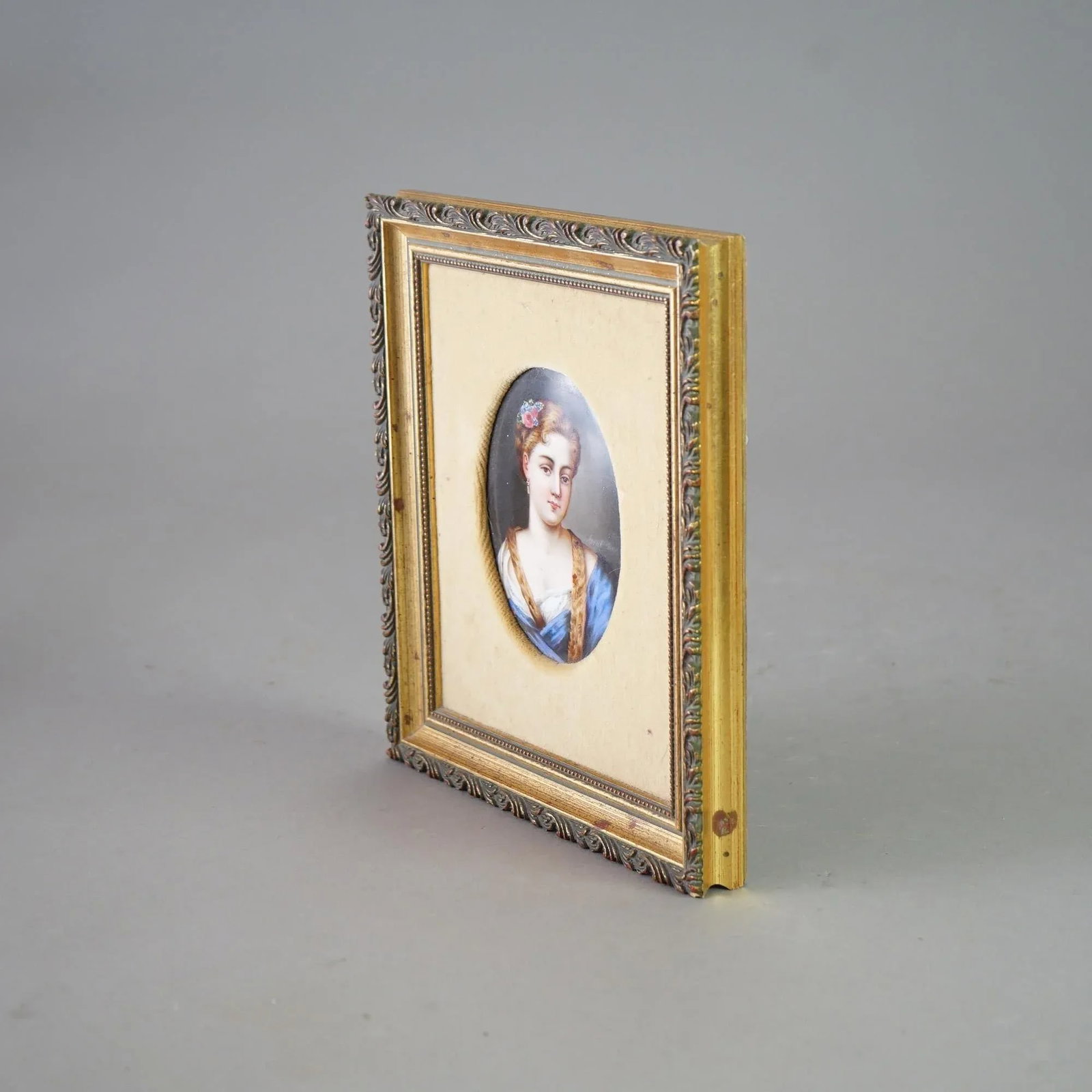Antique KPM School Portrait Painting of a Young Woman on Porcelain Late 19th Century - 2