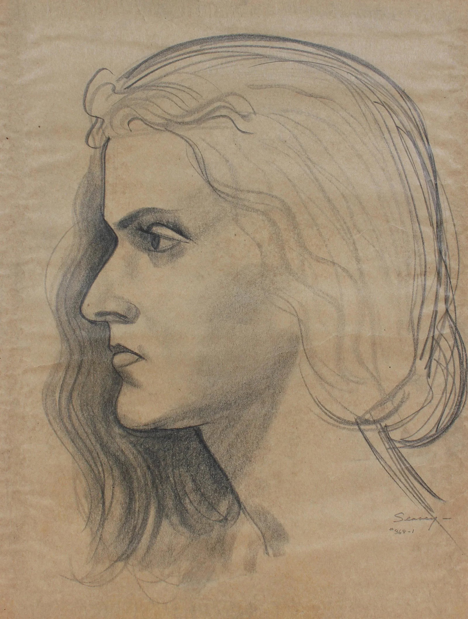 Female Portrait in Graphite, Circa 1920s - 3