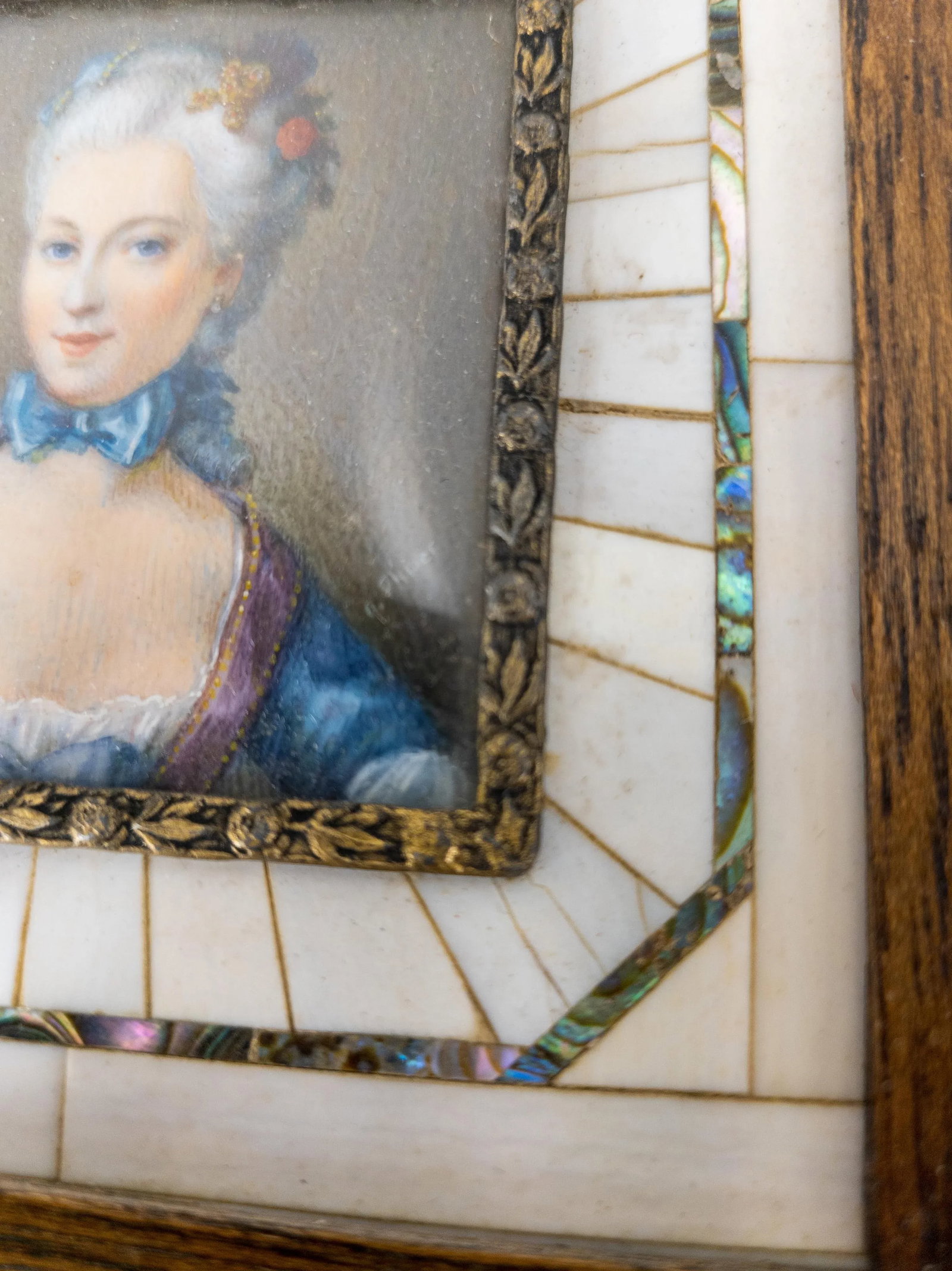 19th Century Pair of French Framed Miniature Watercolor Portraits - 10