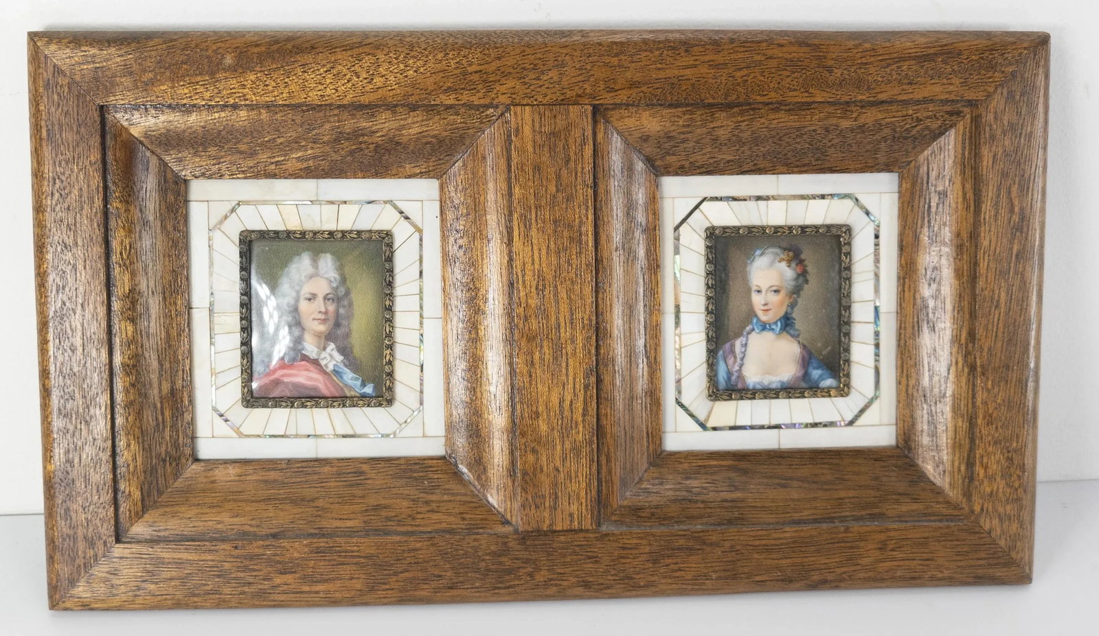 19th Century Pair of French Framed Miniature Watercolor Portraits - 2