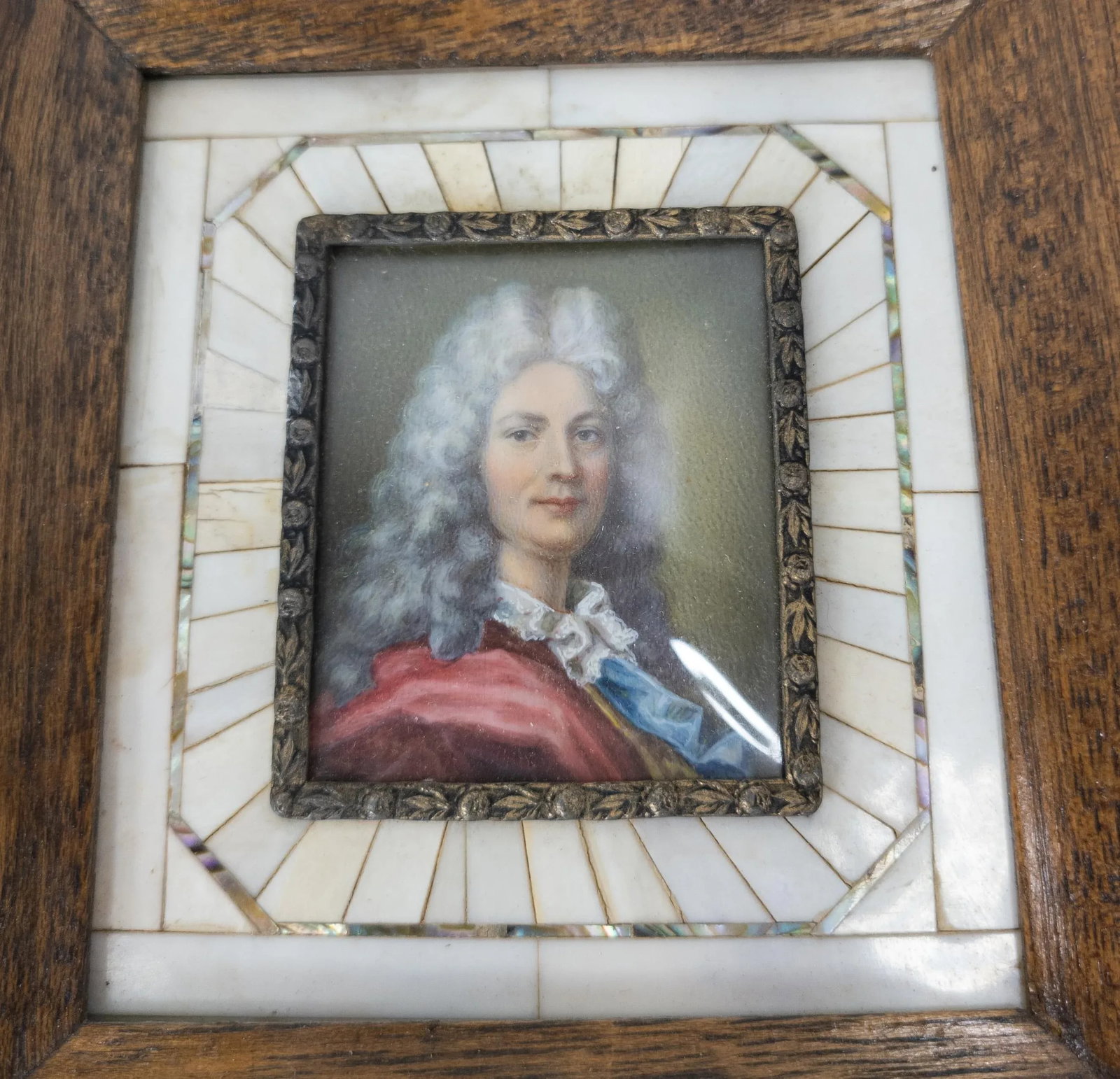 19th Century Pair of French Framed Miniature Watercolor Portraits - 5