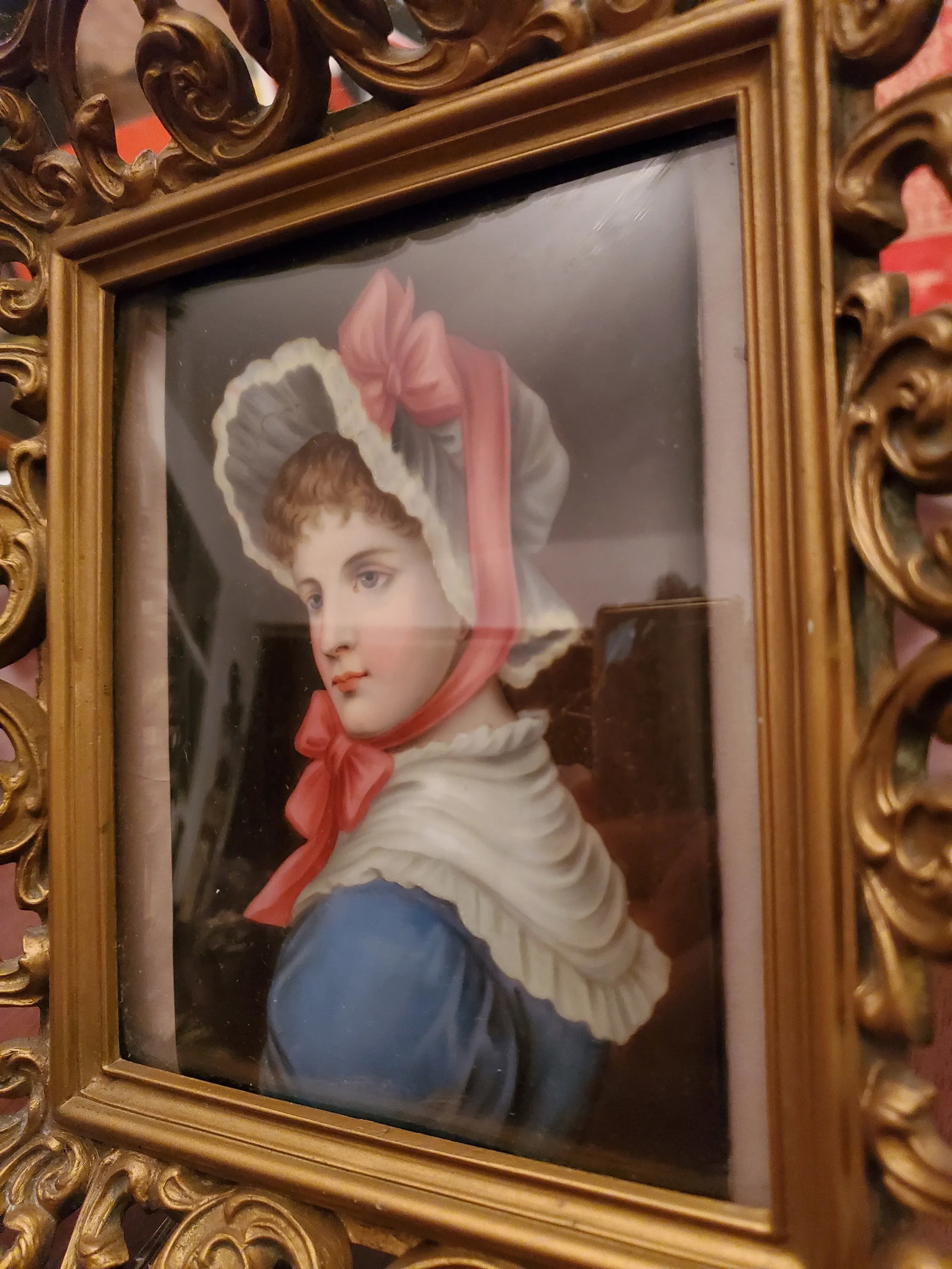 Antique Kpm Plaque Style Hand Painted Porcelain of Lady - 3
