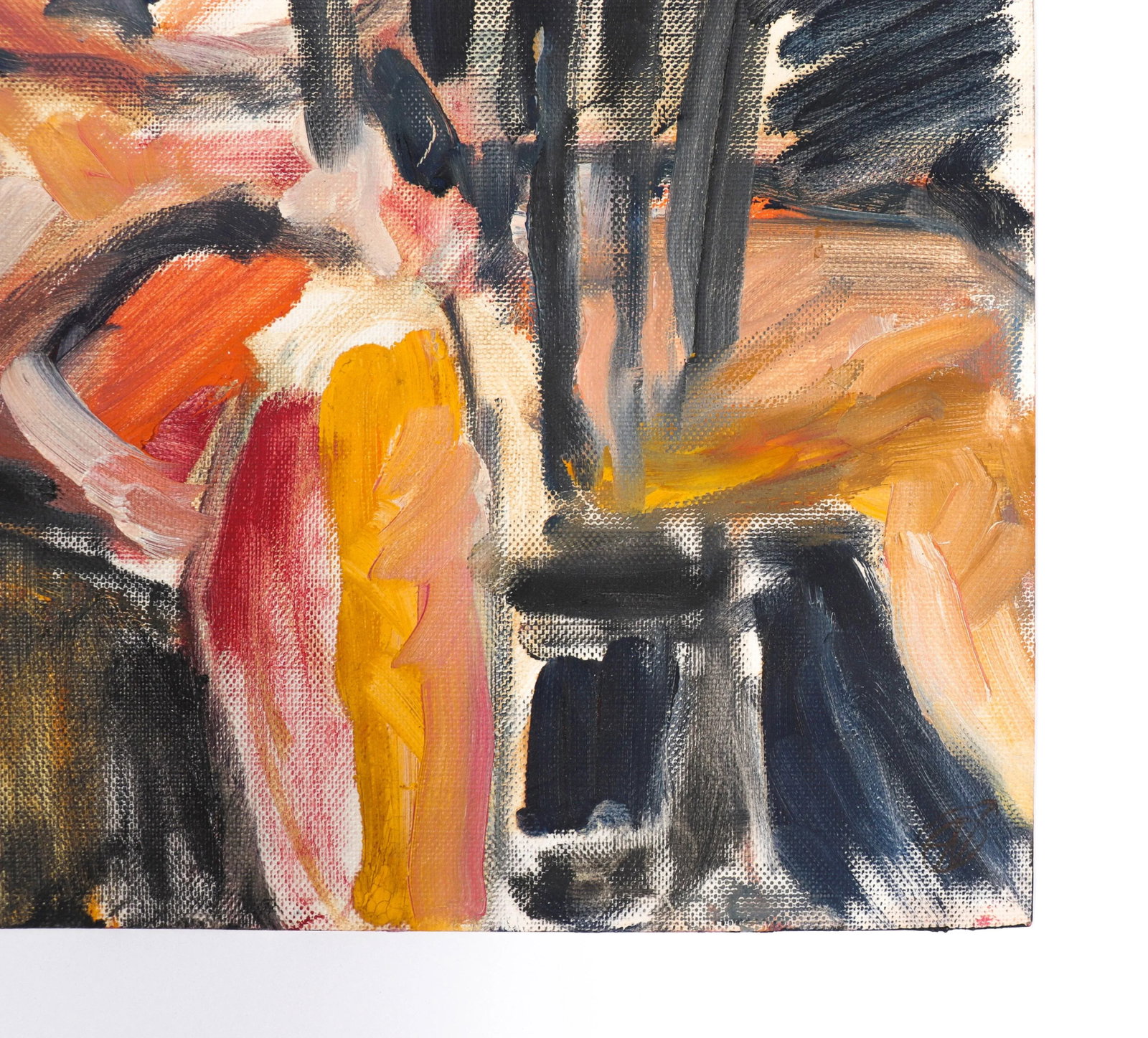 Expressive Seated Figure 20th Century Oil on Paper - 2