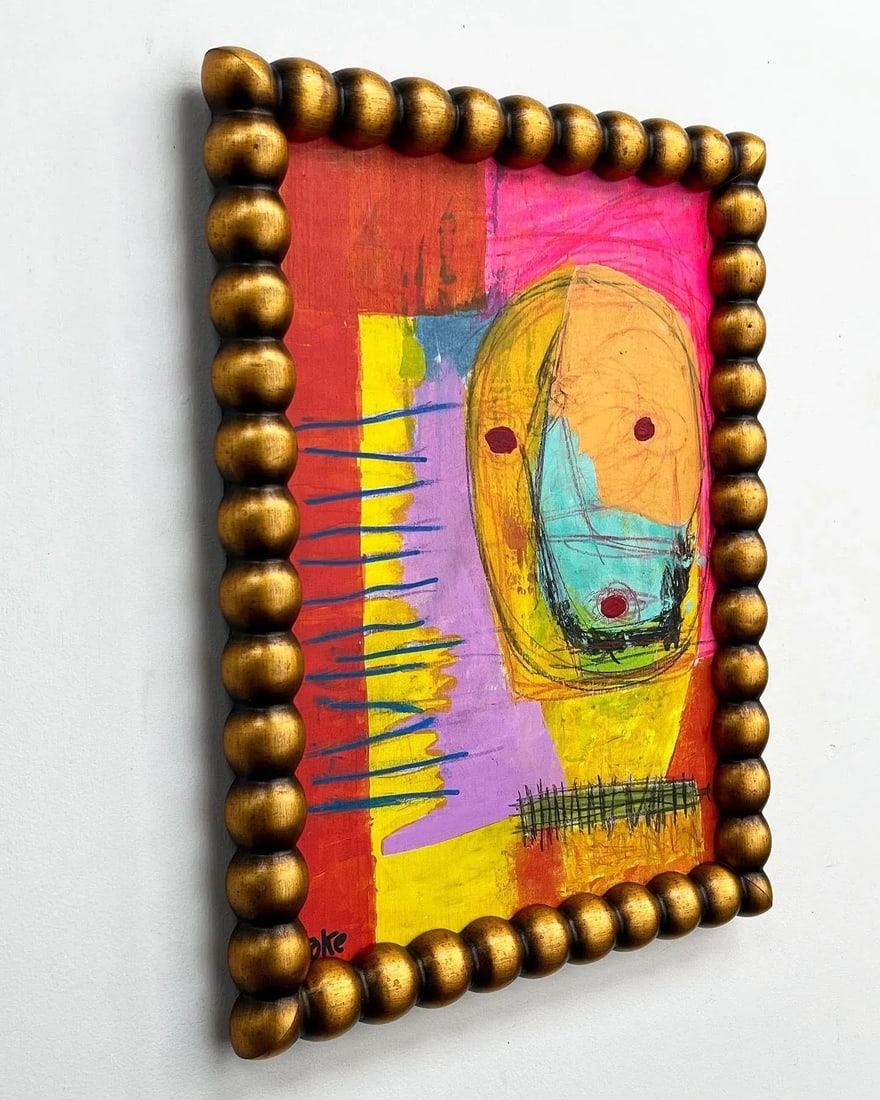 Colorful Modern Outsider Art Painting on Wood by Bob Hoke - 2