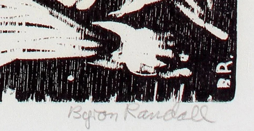"Seated Lady" Monochromatic Figurative Woodcut, 1960 - 2