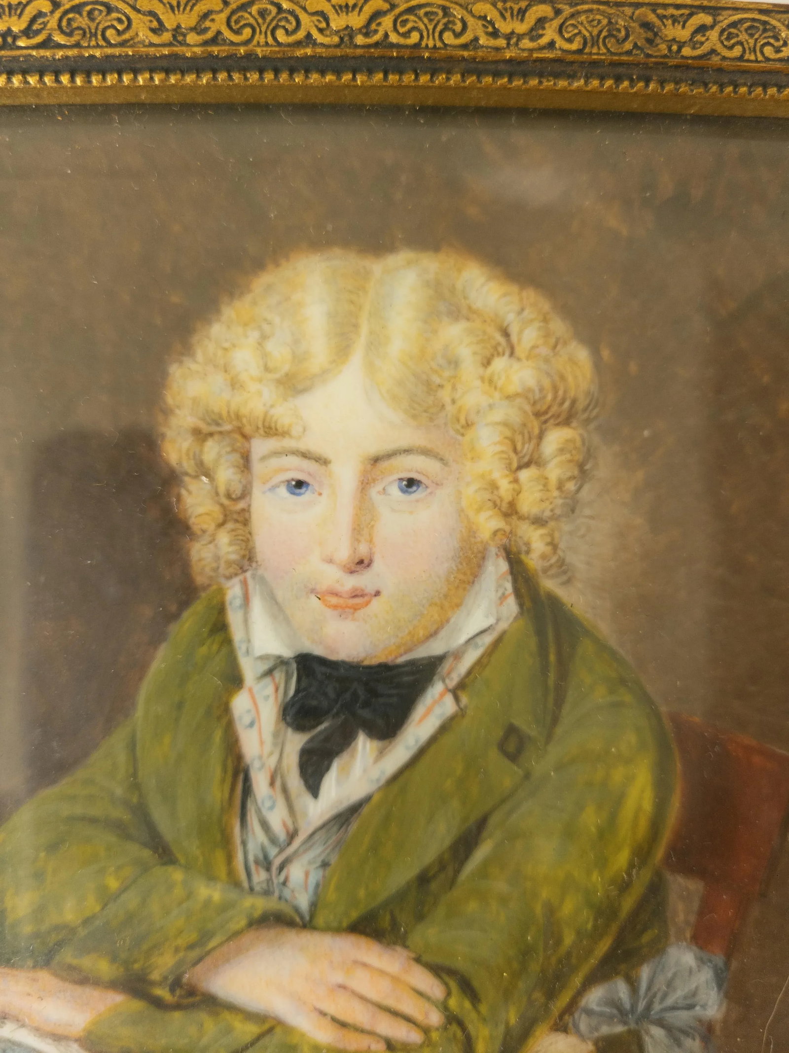 19th Century French Miniature Watercolor Portrait Painting of a Boy After Daniel Saint - 6